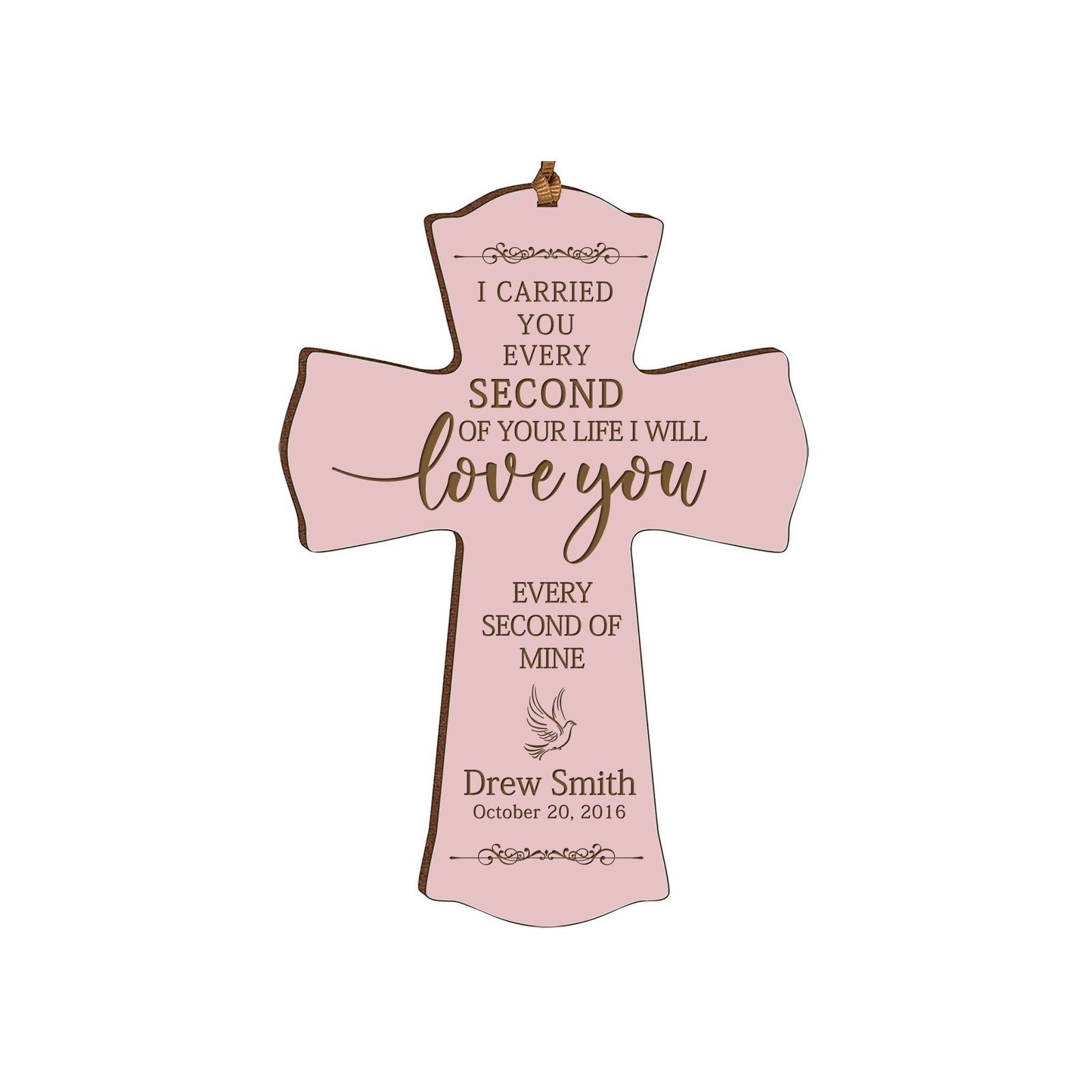 Custom Memorial Engraved Wooden Cross 4x6 I Carried You Dove - LifeSong Milestones
