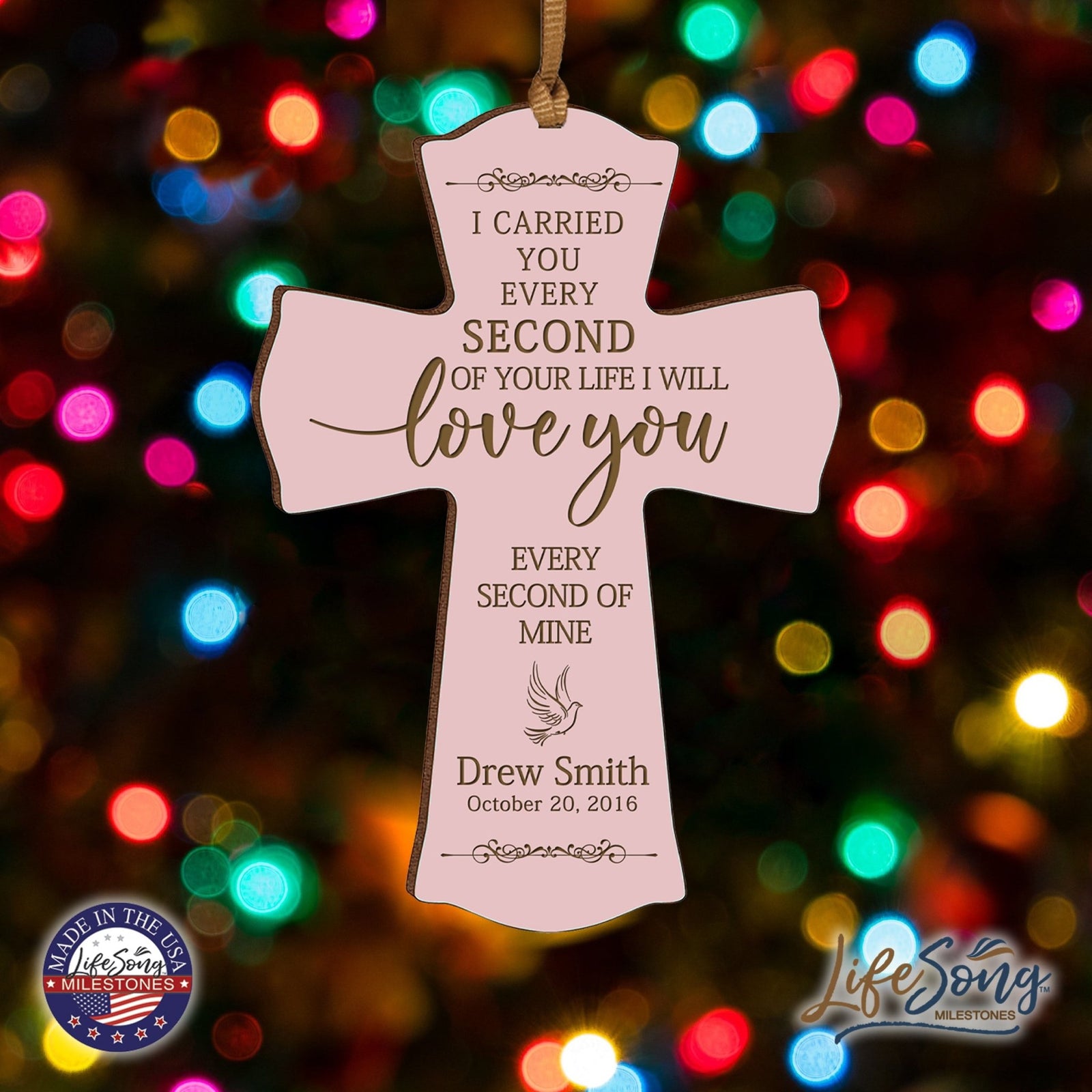 Custom Memorial Engraved Wooden Cross 4x6 I Carried You Dove - LifeSong Milestones