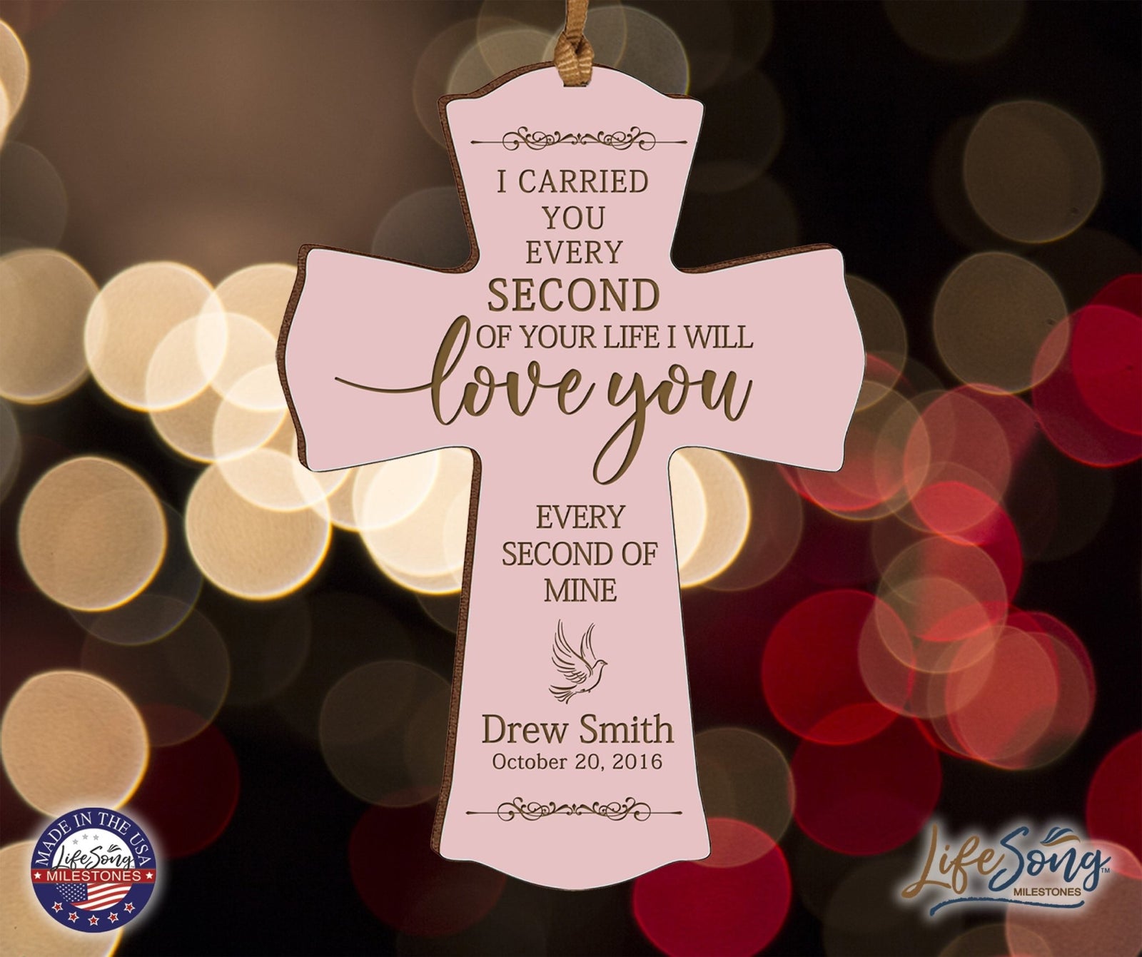 Custom Memorial Engraved Wooden Cross 4x6 I Carried You Dove - LifeSong Milestones