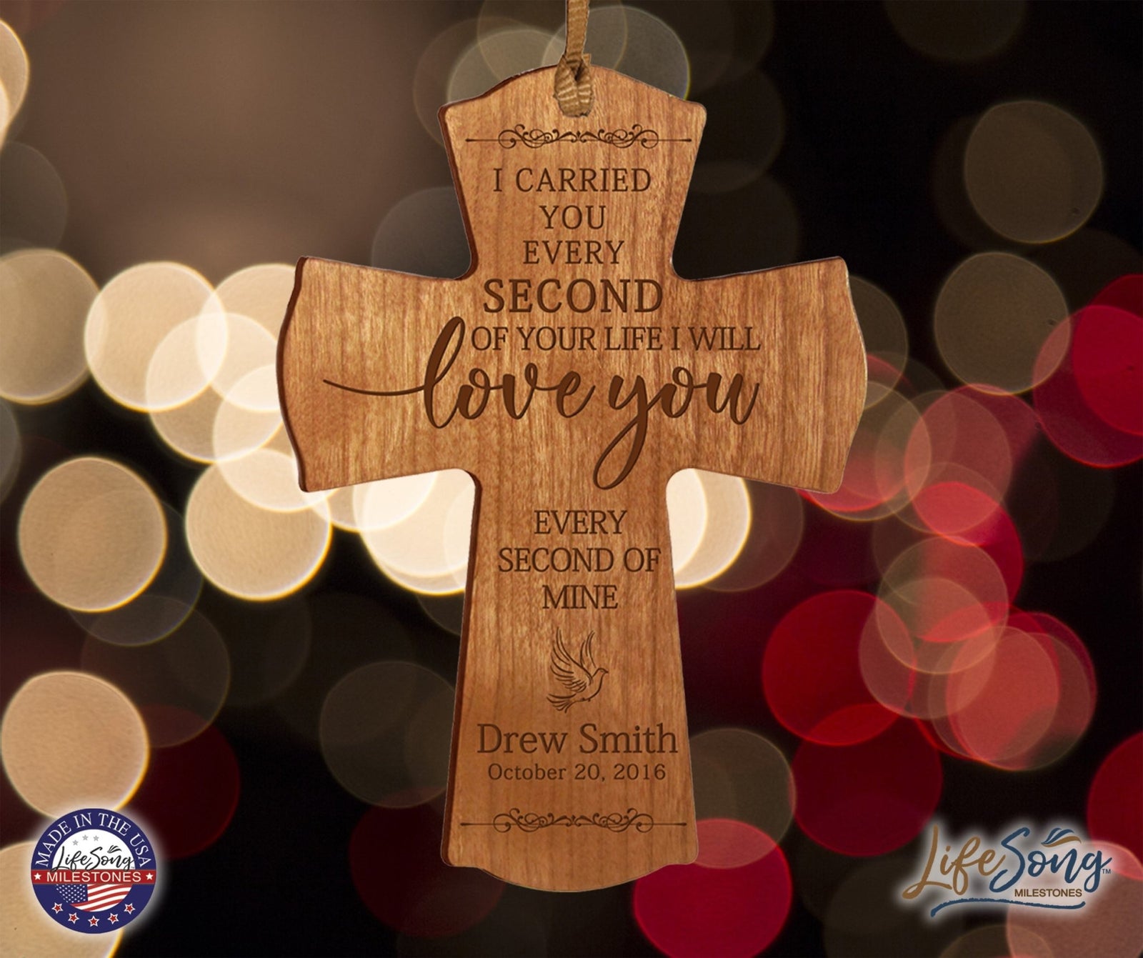 Custom Memorial Engraved Wooden Cross 4x6 I Carried You Dove - LifeSong Milestones