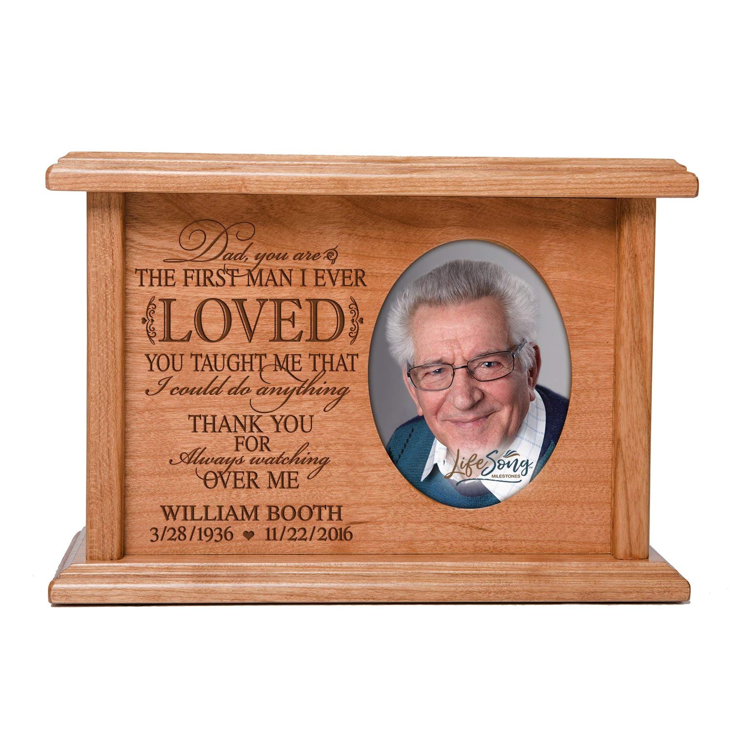 Custom Memorial Human Cremation Urn with Photo for Dad