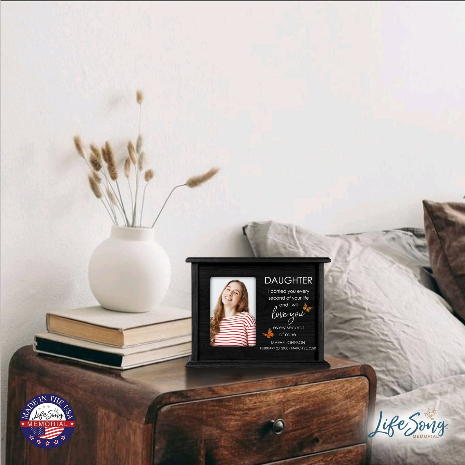 Unique cremation urn box for human ashes