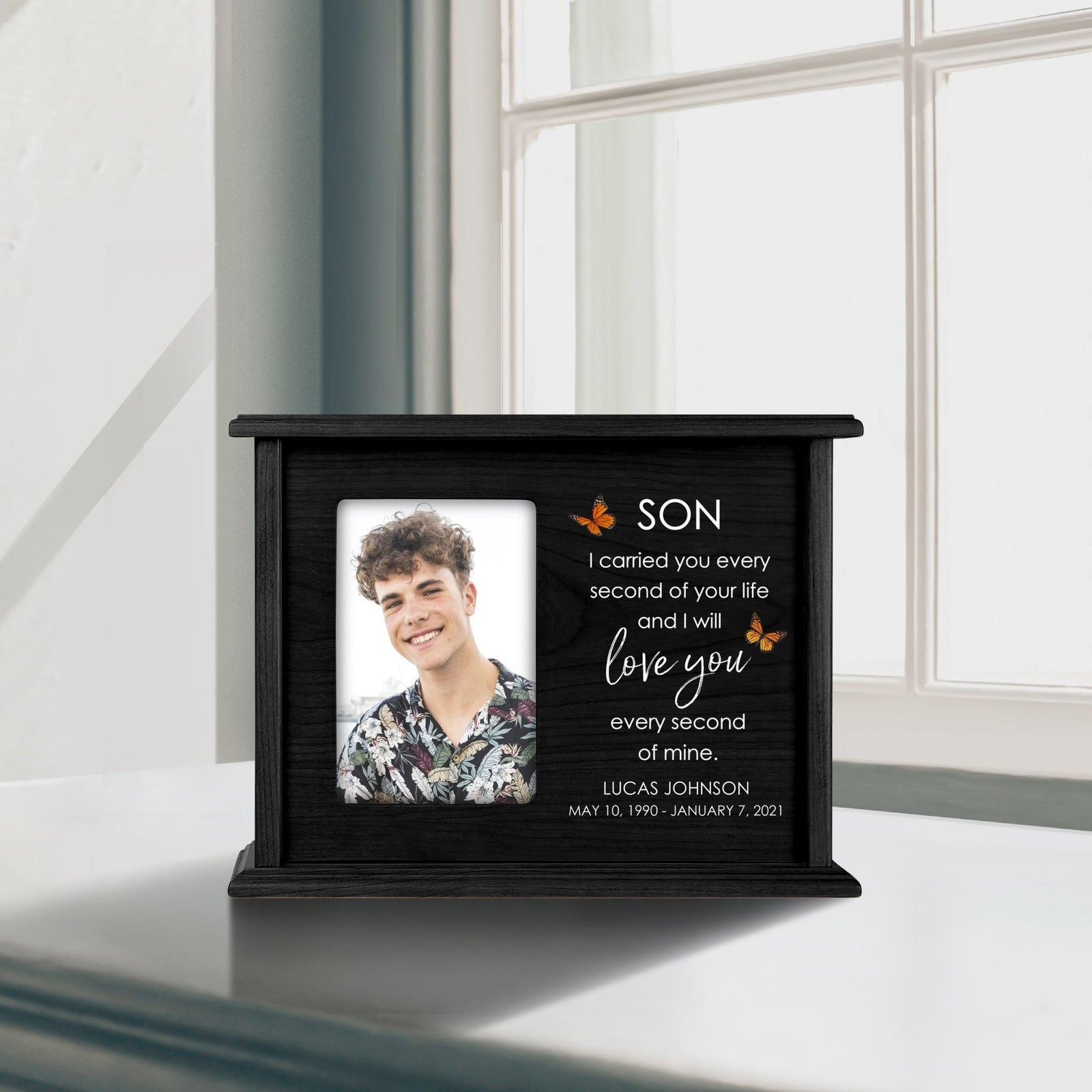 Unique cremation urn box for human ashes