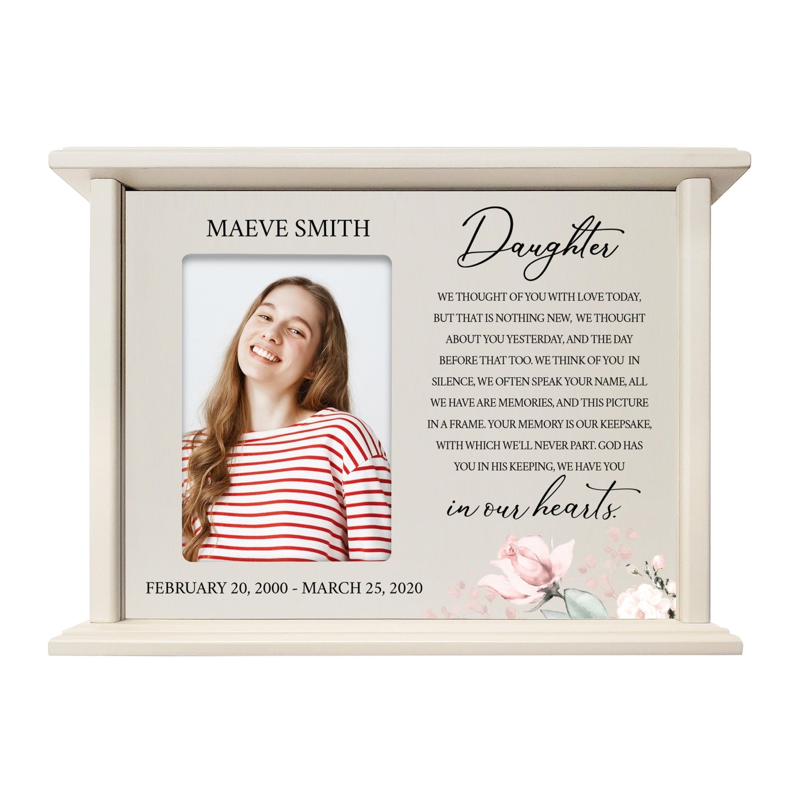 Personalized Engraved Photo Cremation Urn Box Memorial Gift for daughter