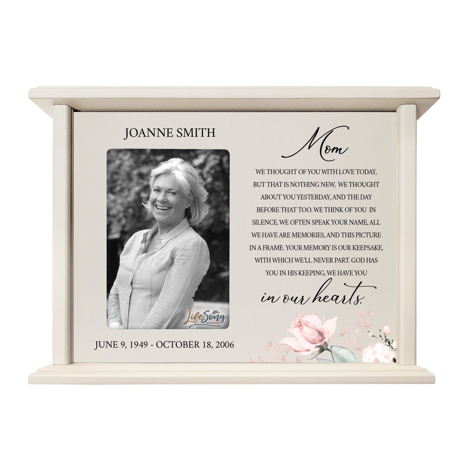 Personalized Engraved Photo Cremation Urn Box Memorial Gift for mom