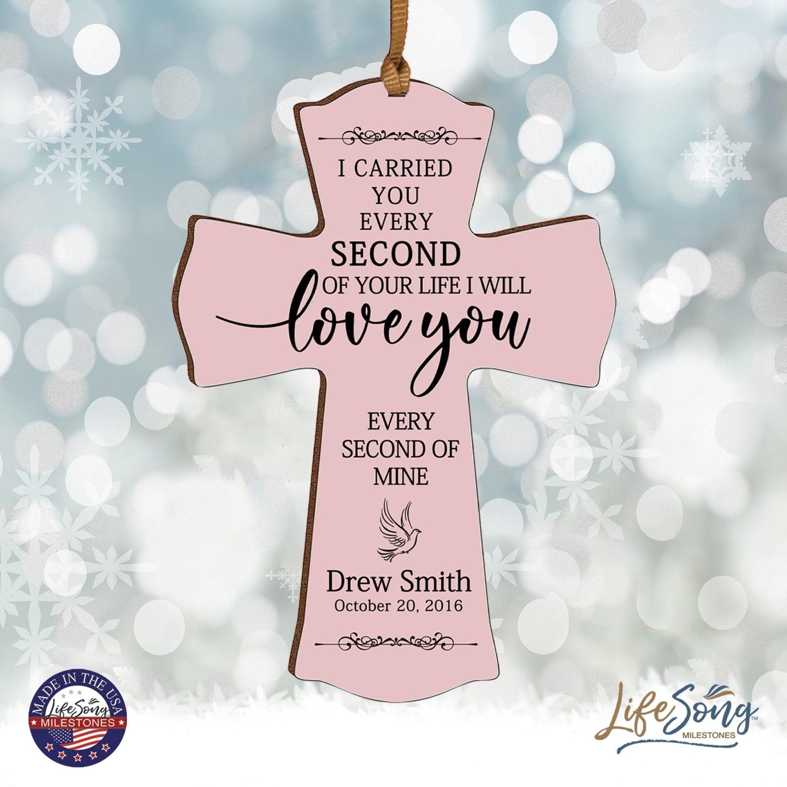 Custom Memorial Printed Wooden Cross 4x6 I Carried You Dove - LifeSong Milestones