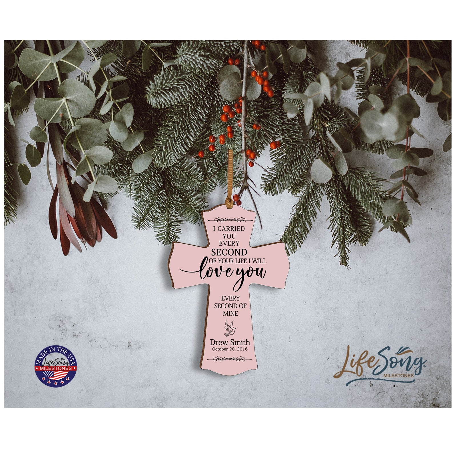 Custom Memorial Printed Wooden Cross 4x6 I Carried You Dove - LifeSong Milestones