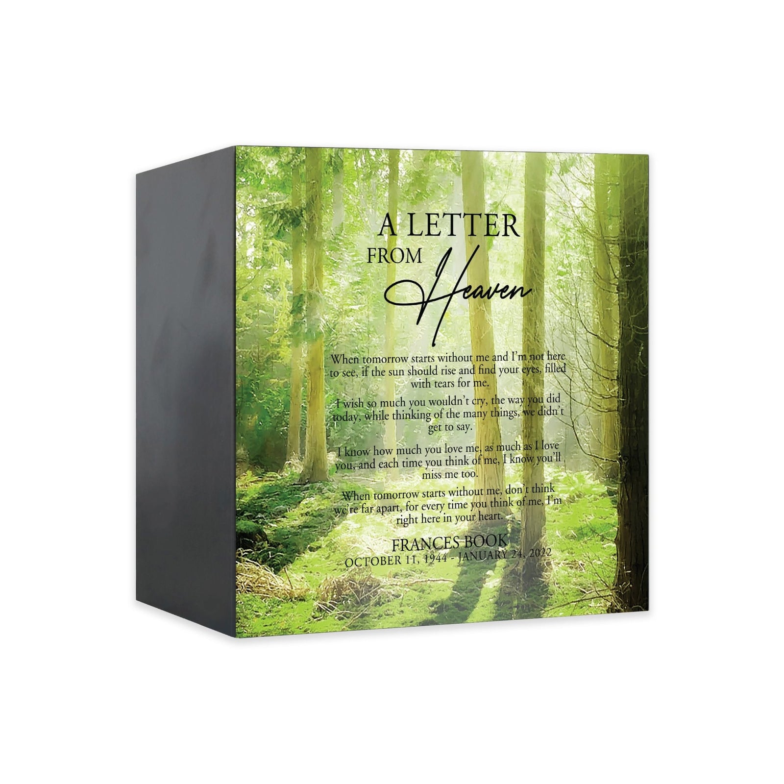 Custom Memorial Shadow Box Urn Box for Human Ashes
