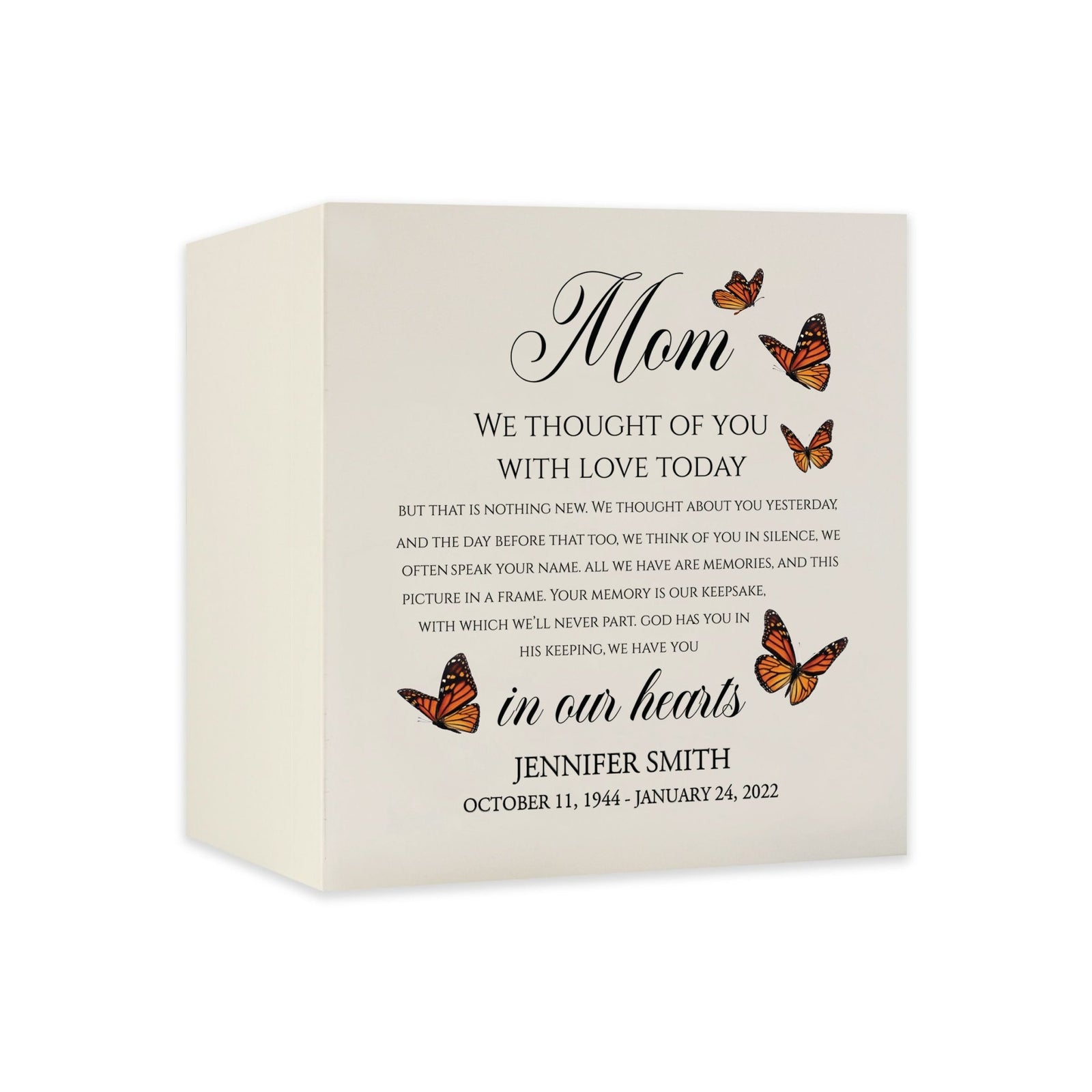 Personalized Memorial Shadow Box Keepsake Urn Box for Adult