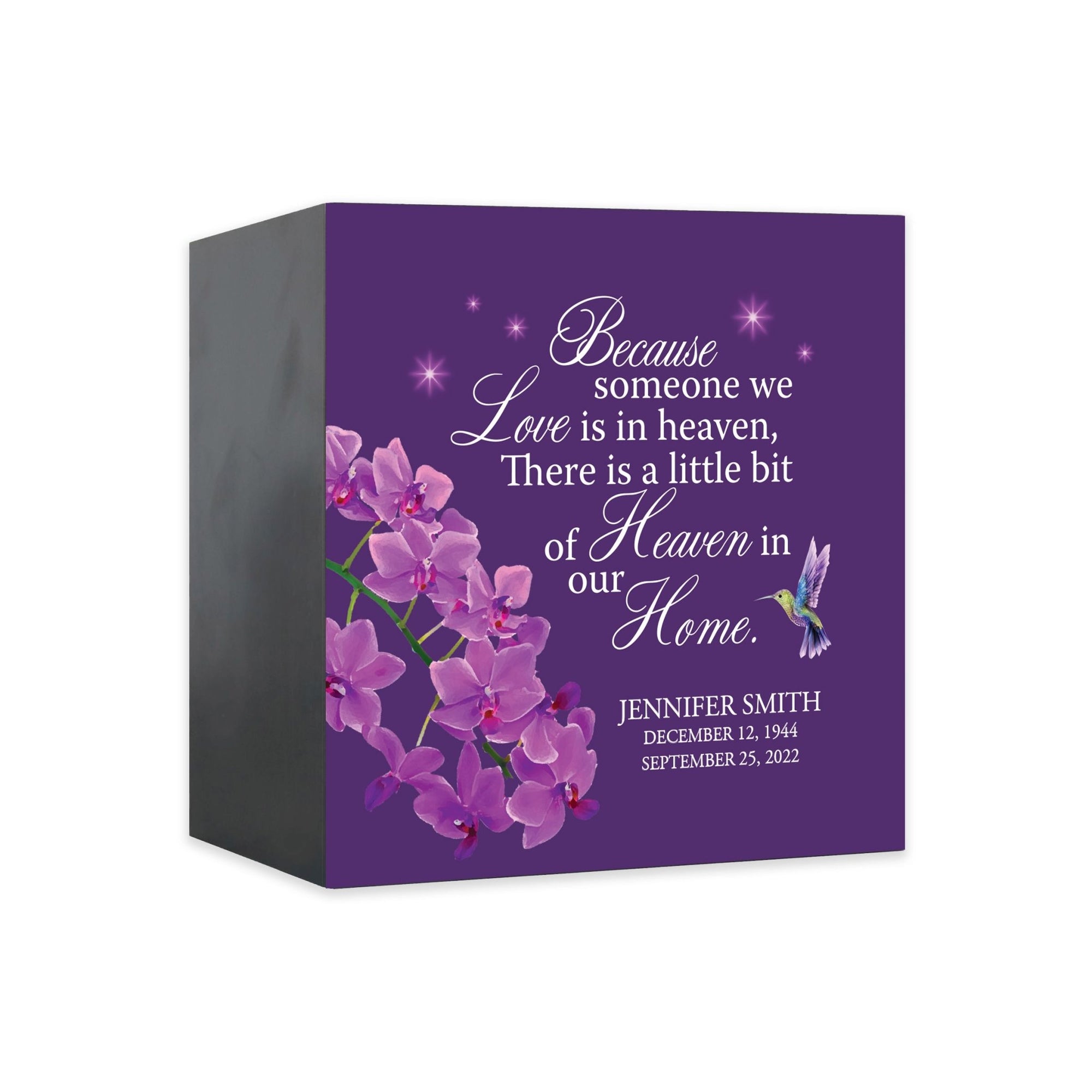 Custom Memorial Shadow Box Urn Box for Human Ashes - Because Someone We Love - LifeSong Milestones
