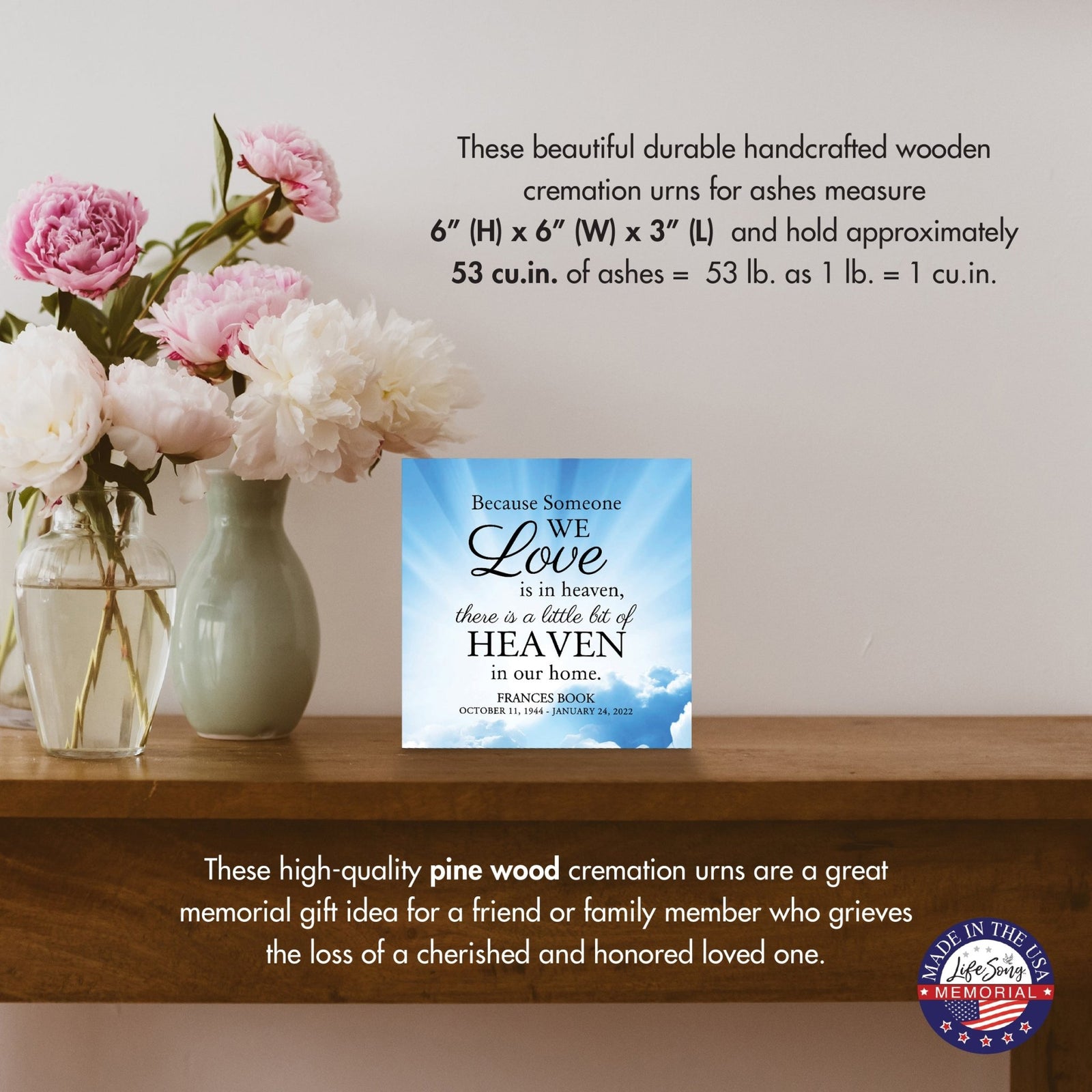 Personalized Modern Shadow Box Tabletop For Urn Ashes