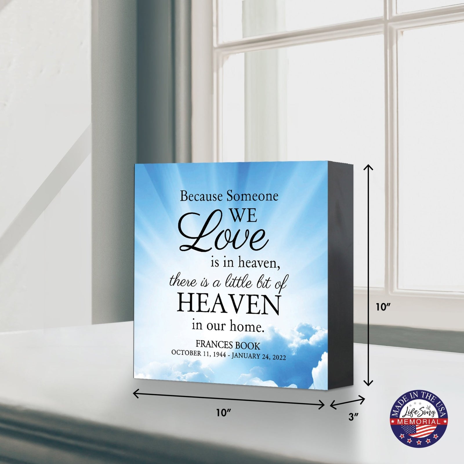 Memorial Customizable Tabletop Shadow Box Urn For Human Ashes