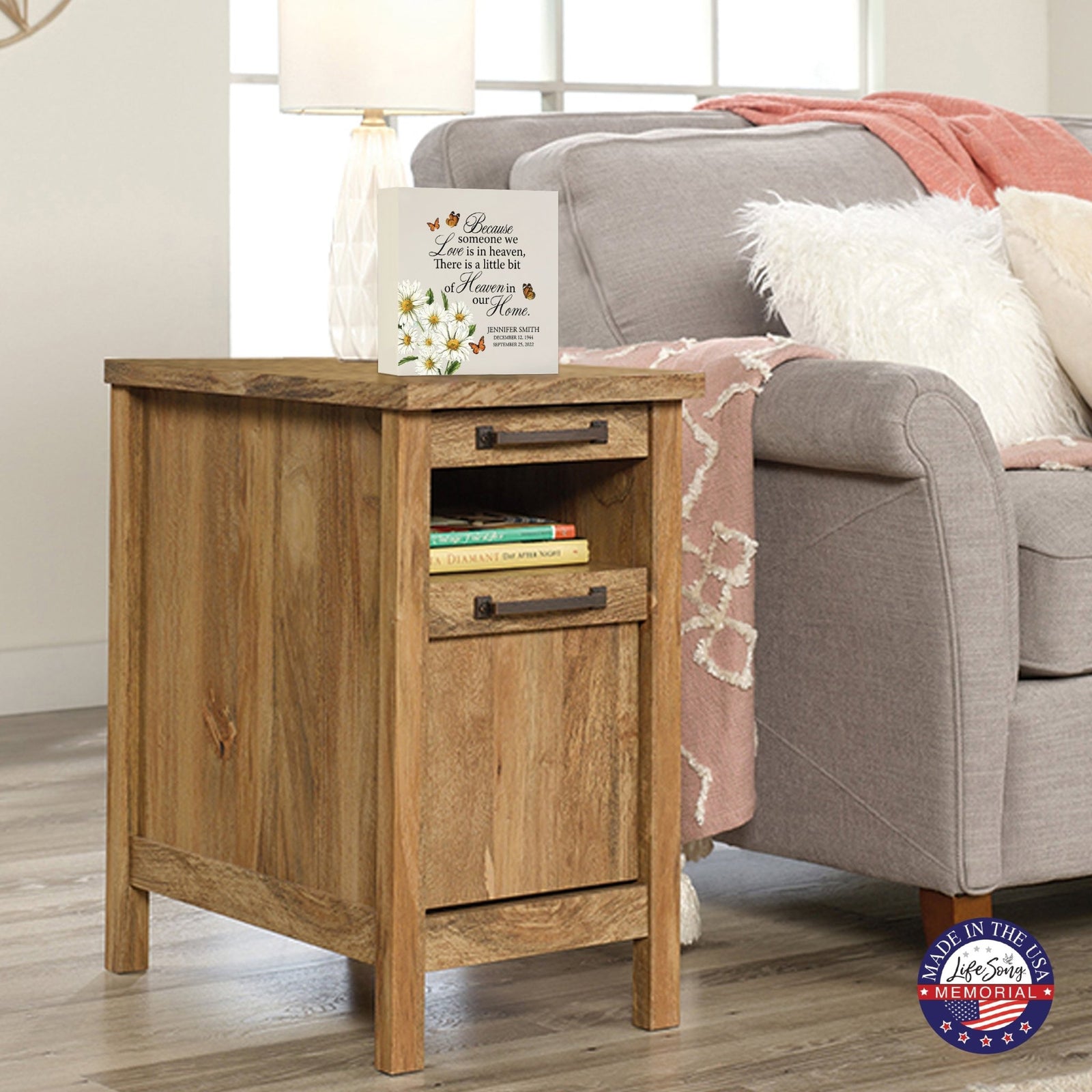 Memorial Customizable Tabletop Shadow Box Urn For Human Ashes