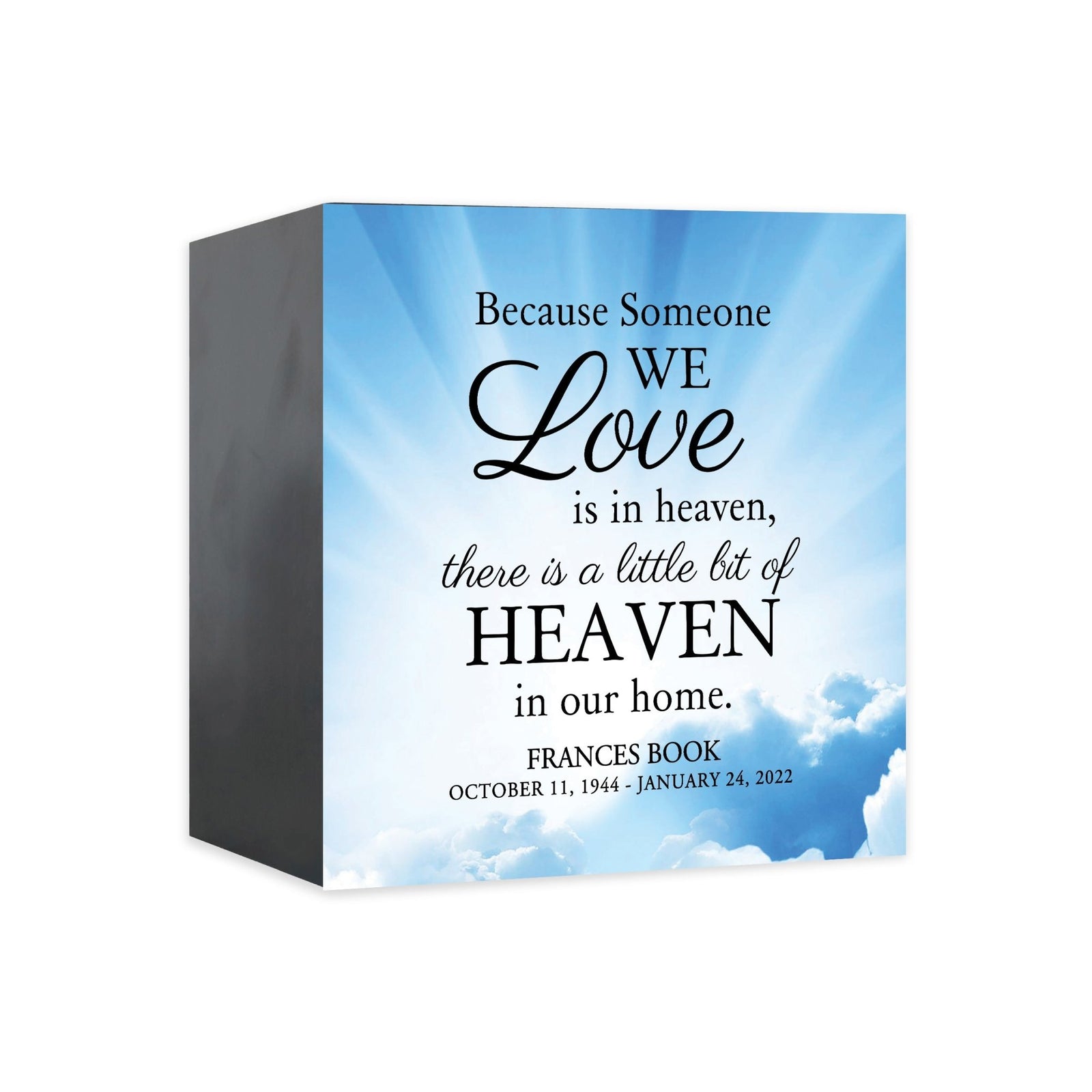 Memorial Customizable Tabletop Shadow Box Urn For Human Ashes