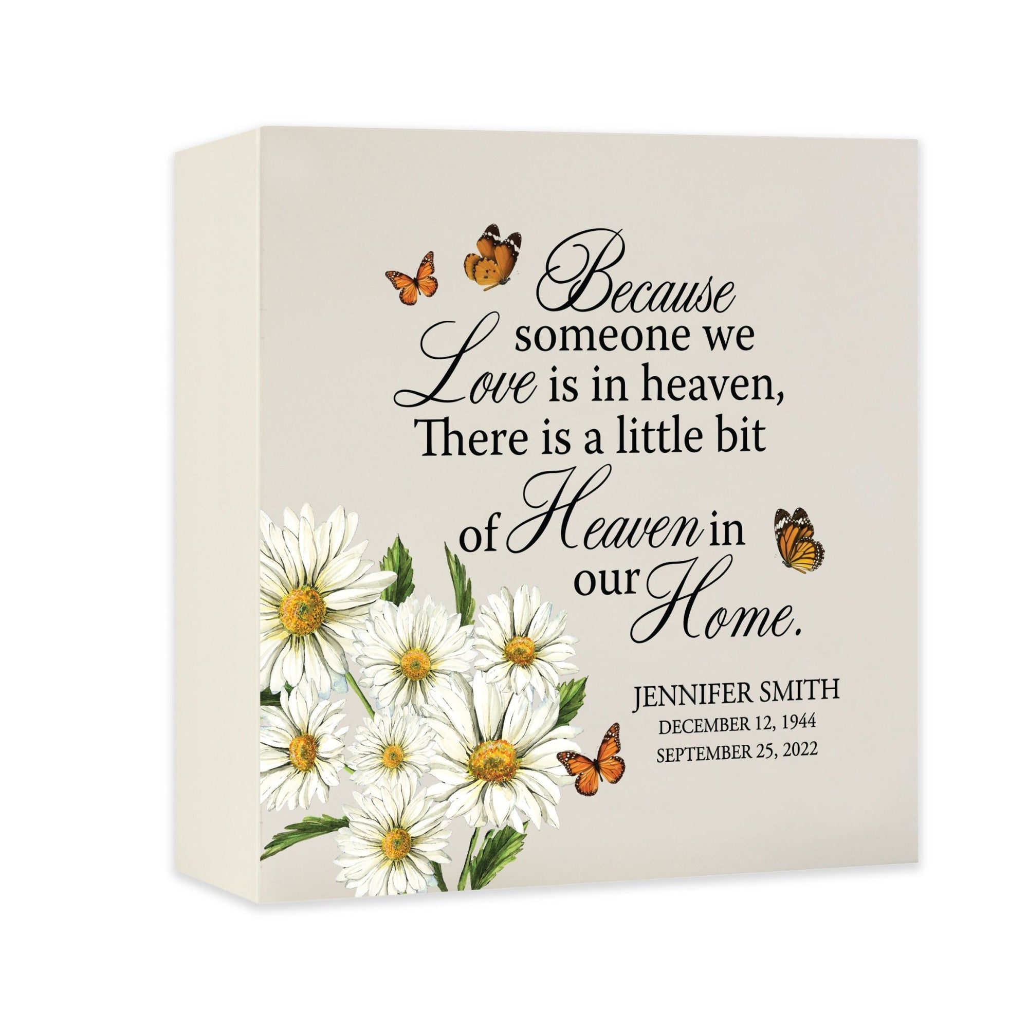Custom Memorial Shadow Box Urn Box for Human Ashes - Because Someone We Love - LifeSong Milestones