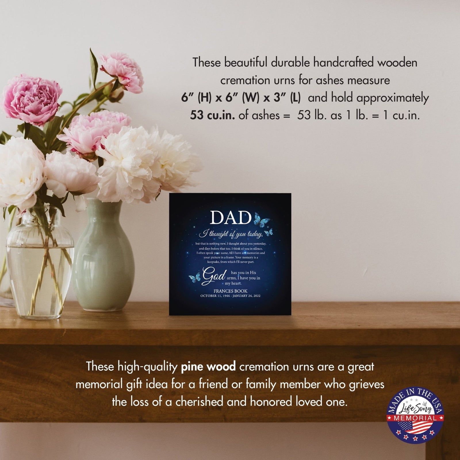 Personalized Modern Shadow Box Tabletop For Urn Ashes