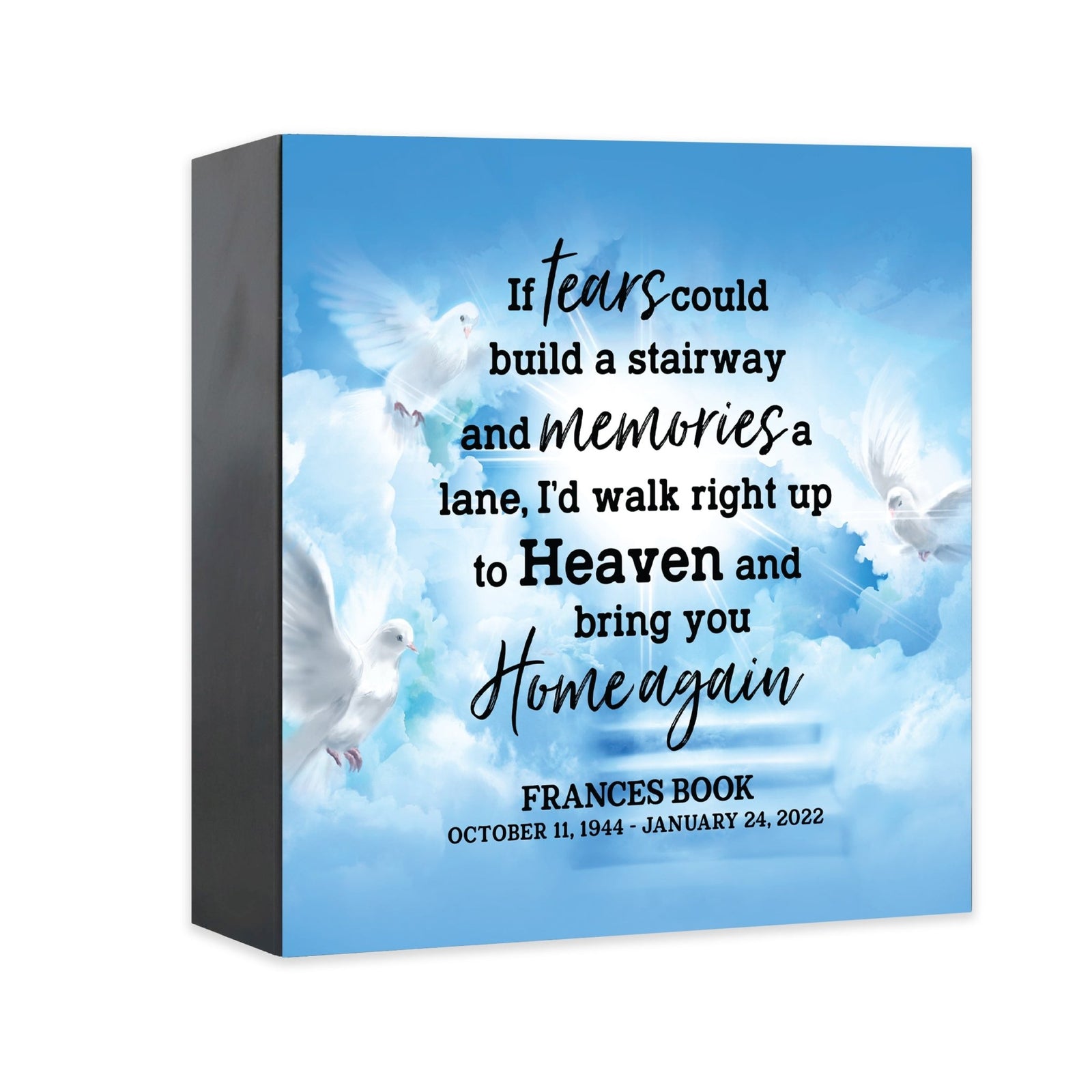 Personalized Memorial Shadow Box Keepsake Urn Box for Adult