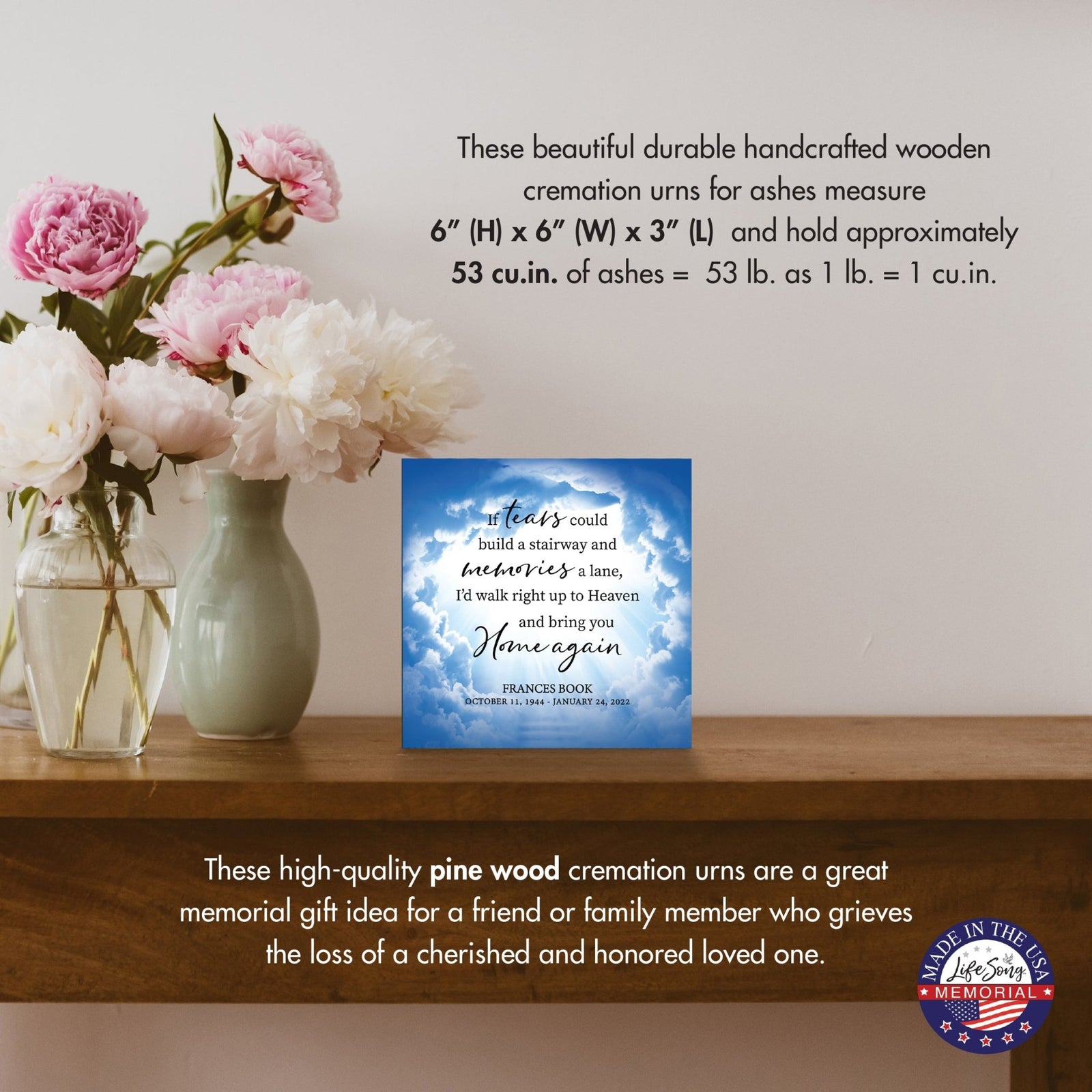 Personalized Modern Shadow Box Tabletop For Urn Ashes