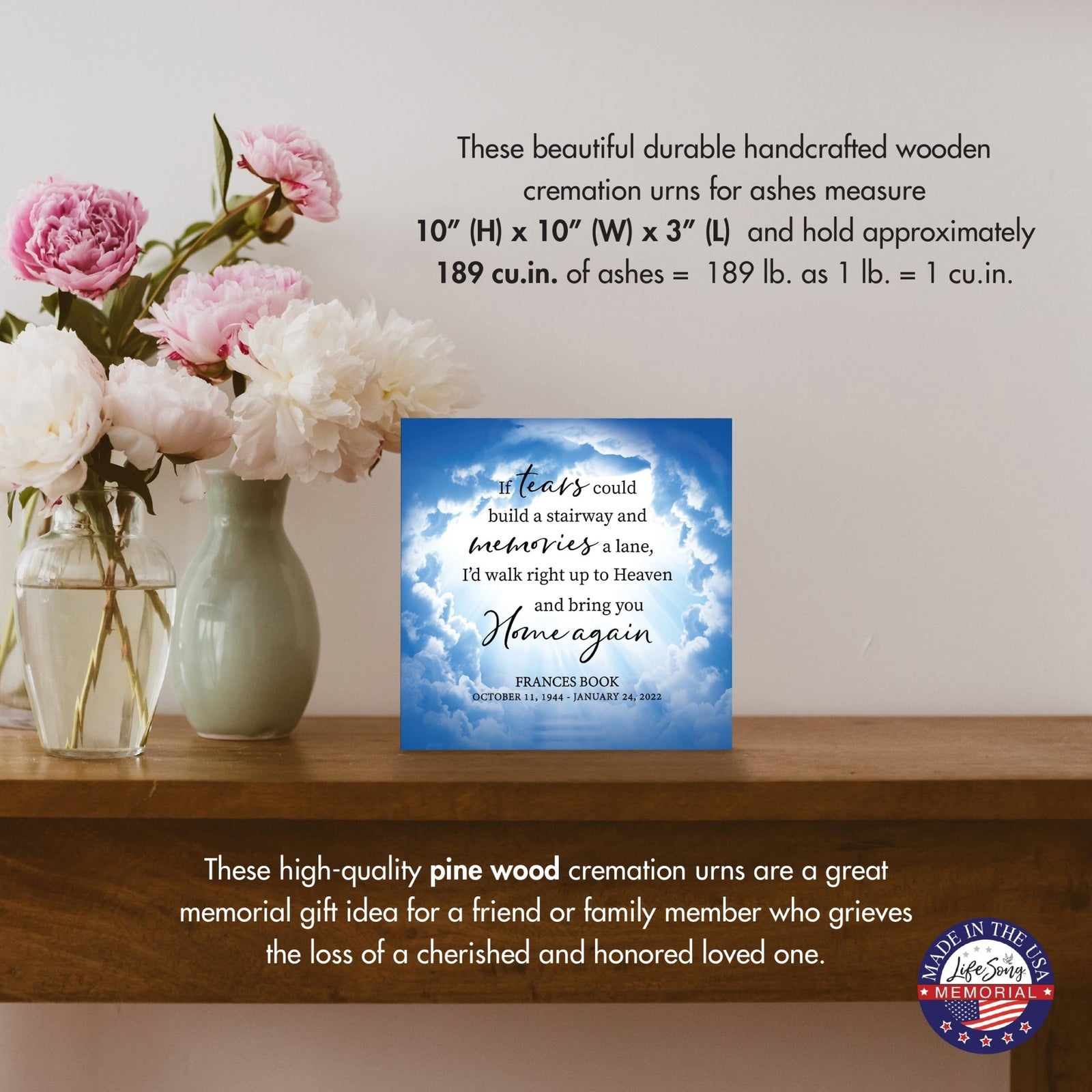 Personalized Modern Shadow Box Tabletop For Urn Ashes