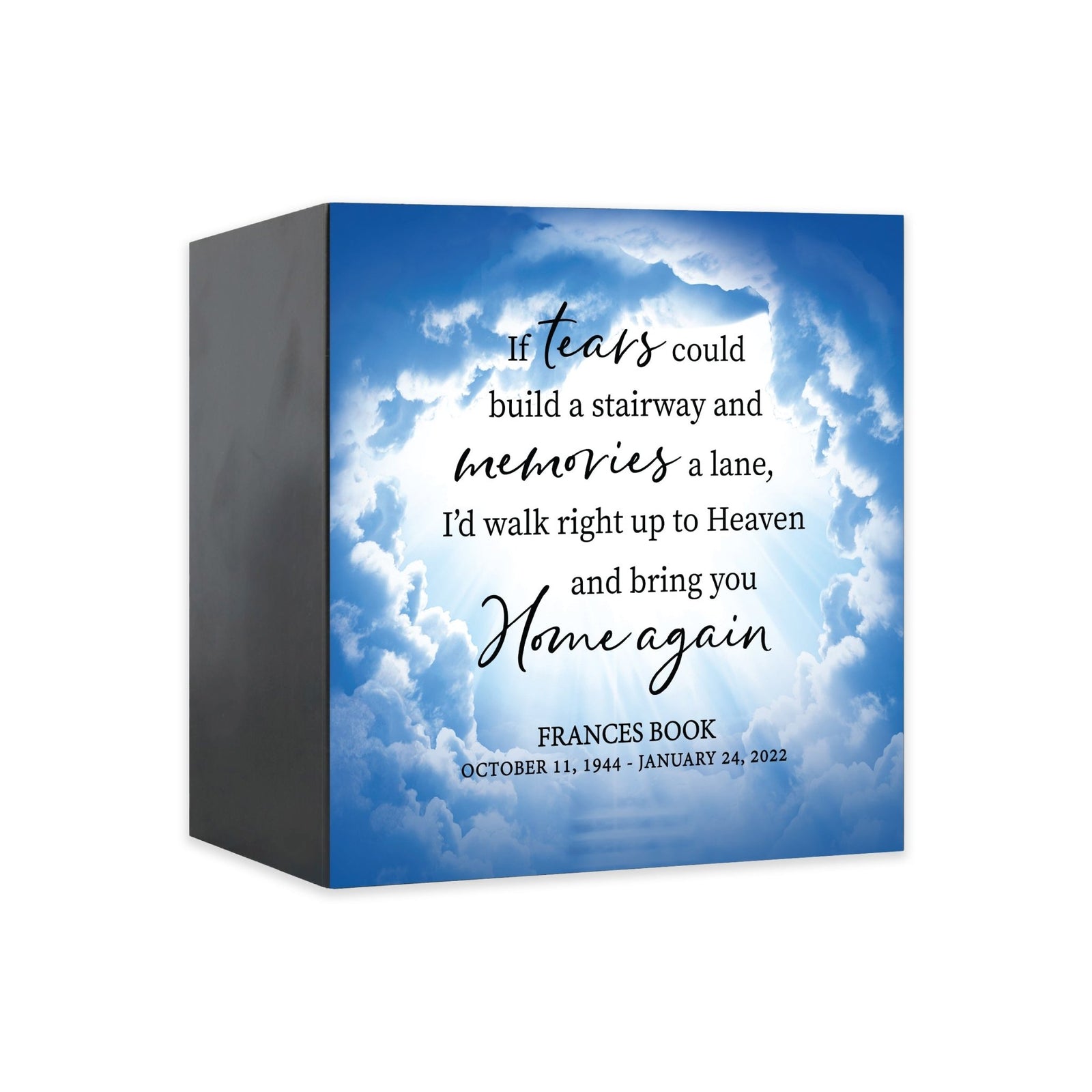 Memorial Customizable Tabletop Shadow Box Urn For Human Ashes