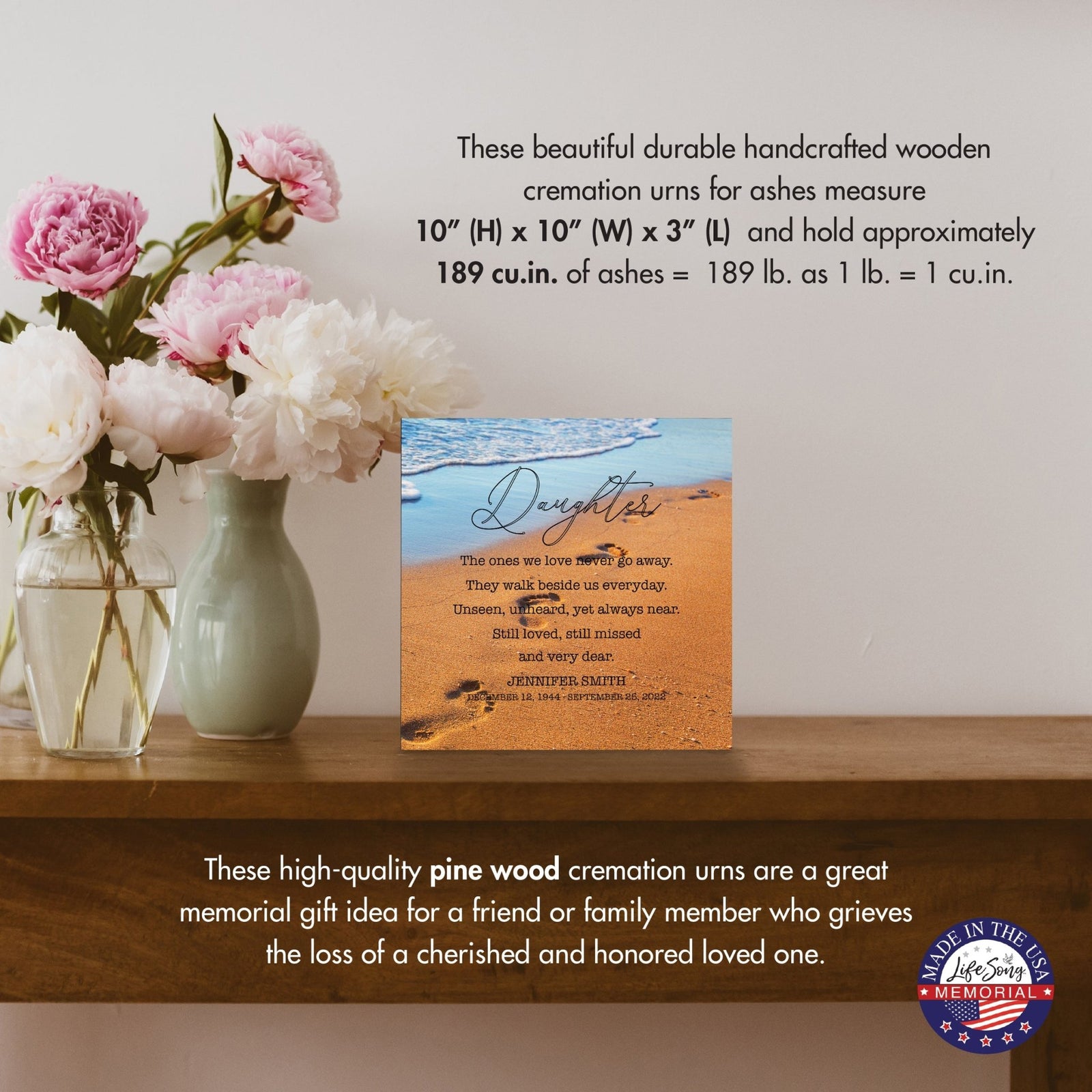 Personalized Modern Shadow Box Tabletop For Urn Ashes