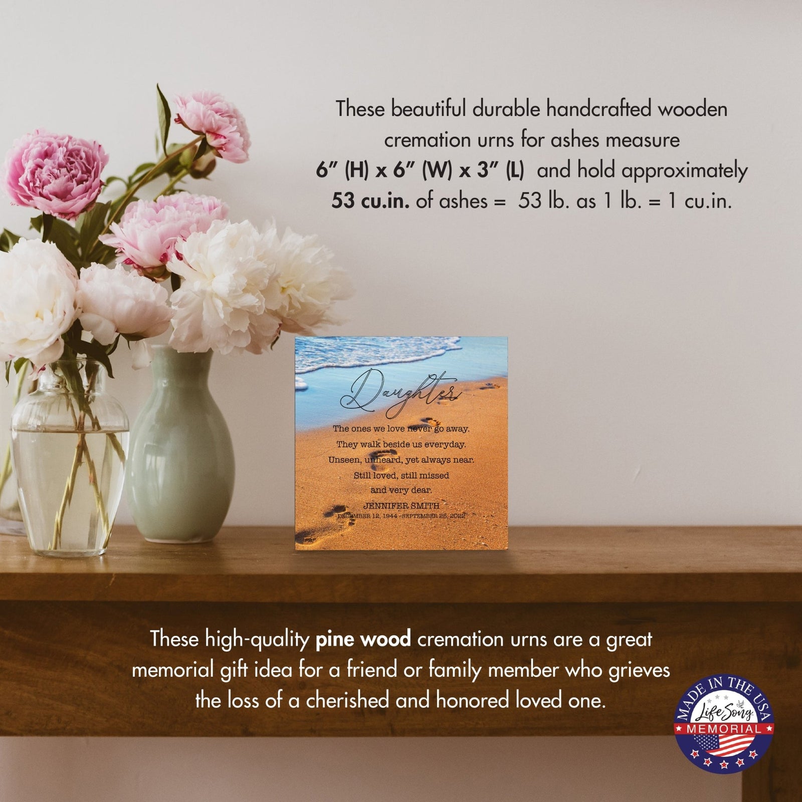 Personalized Modern Shadow Box Tabletop For Urn Ashes