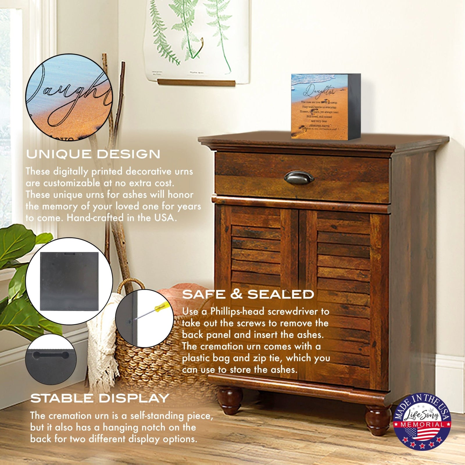 Custom Funeral Shadow Box Shelf Urn For Adult Human Ashes