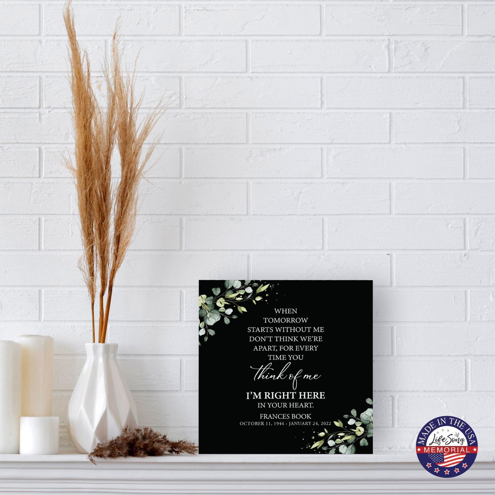 Custom Memorial Shadow Box Urn Box for Human Ashes - When Tomorrow Starts - LifeSong Milestones