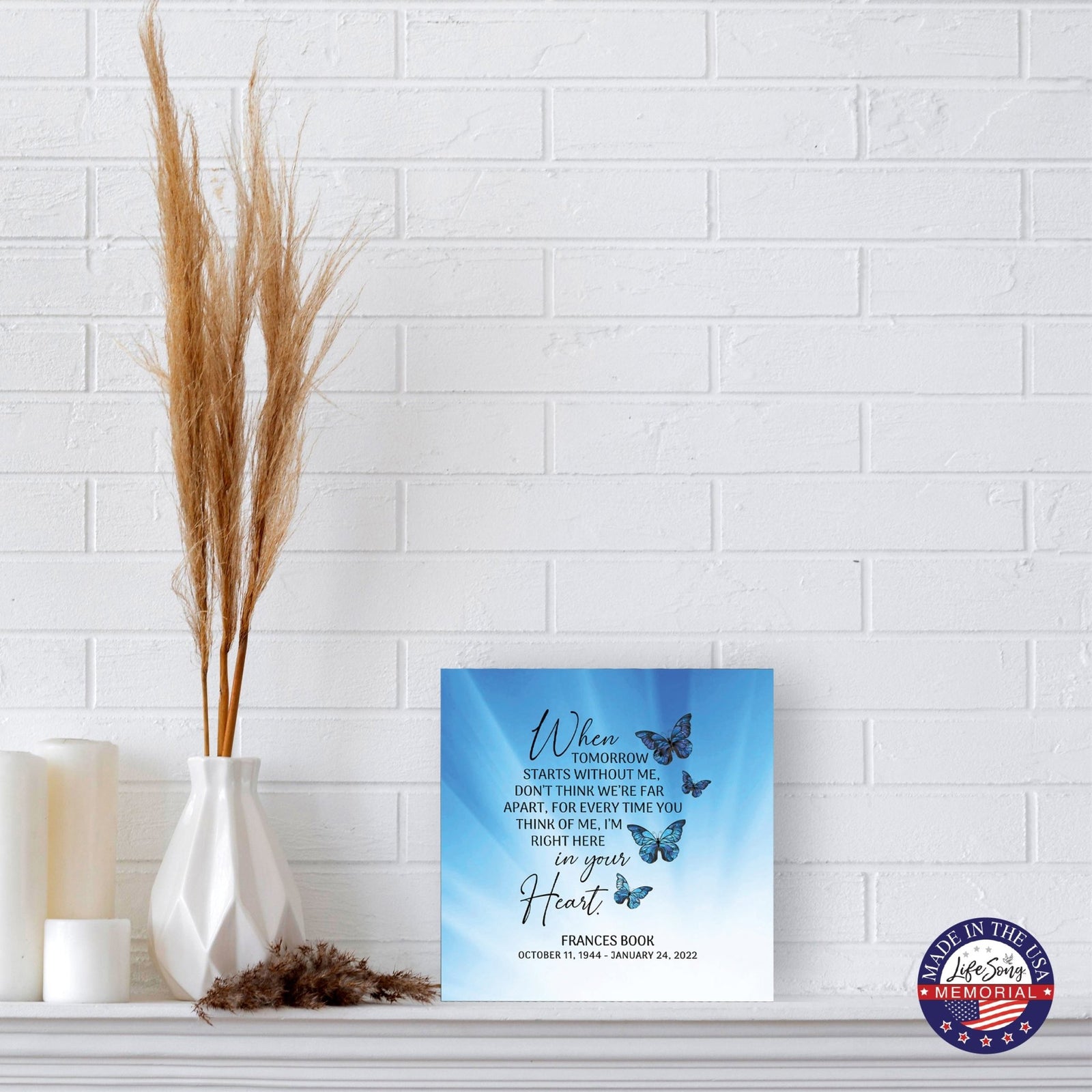 Custom Memorial Shadow Box Urn Box for Human Ashes - When Tomorrow Starts - LifeSong Milestones