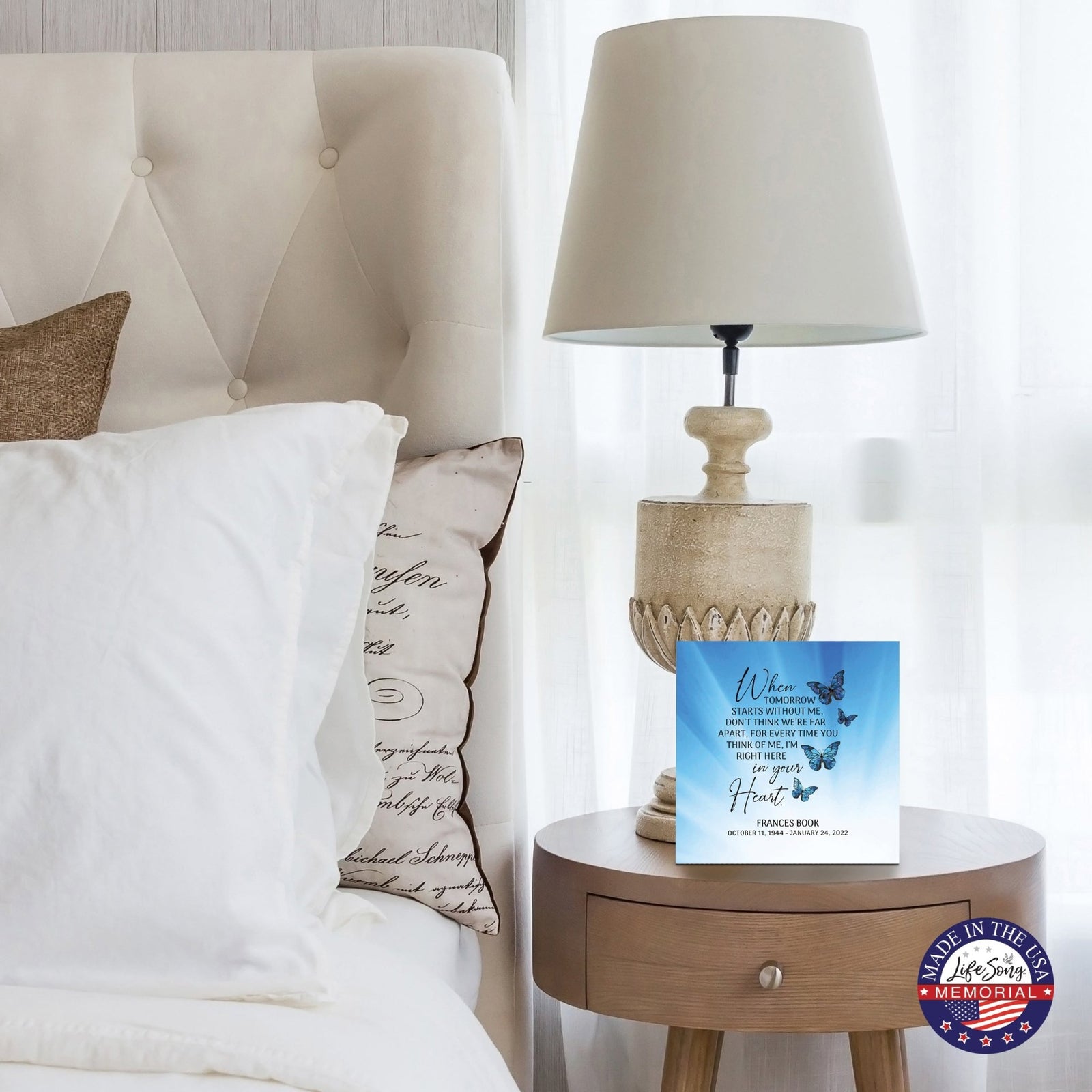 Custom Memorial Shadow Box Urn Box for Human Ashes - When Tomorrow Starts - LifeSong Milestones