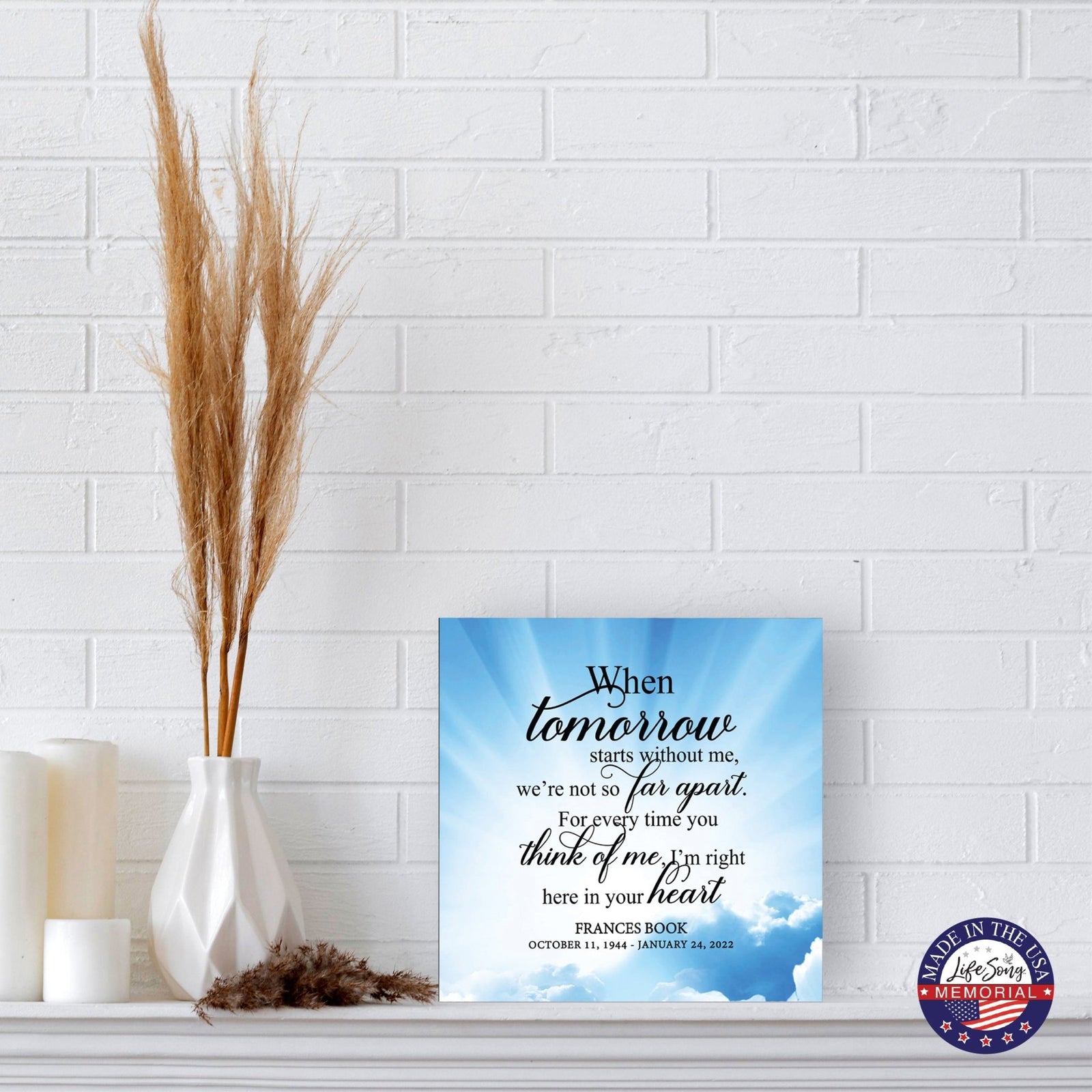 Custom Memorial Shadow Box Urn Box for Human Ashes - When Tomorrow Starts - LifeSong Milestones