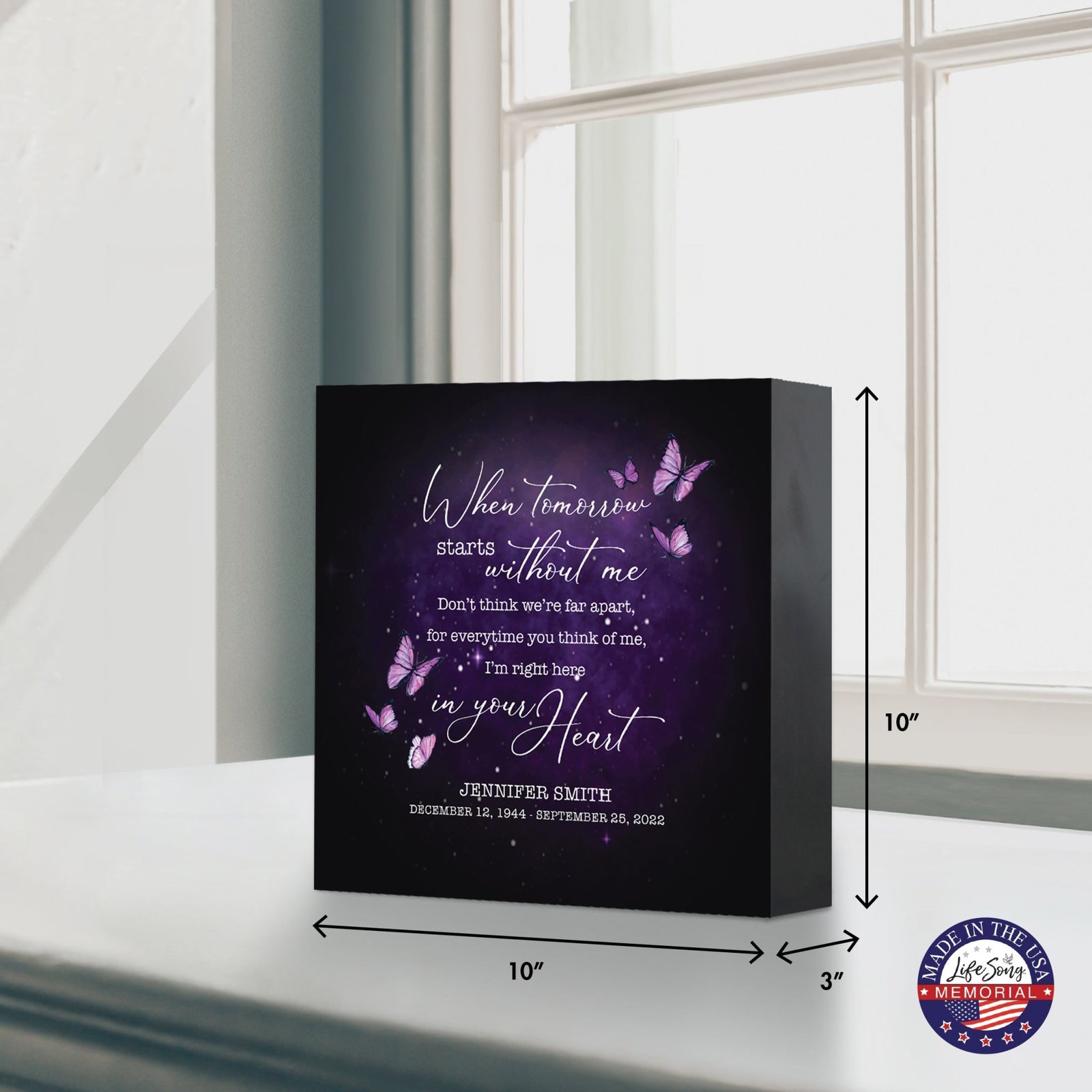 Custom Memorial Shadow Box Urn Box for Human Ashes - When Tomorrow Starts - LifeSong Milestones