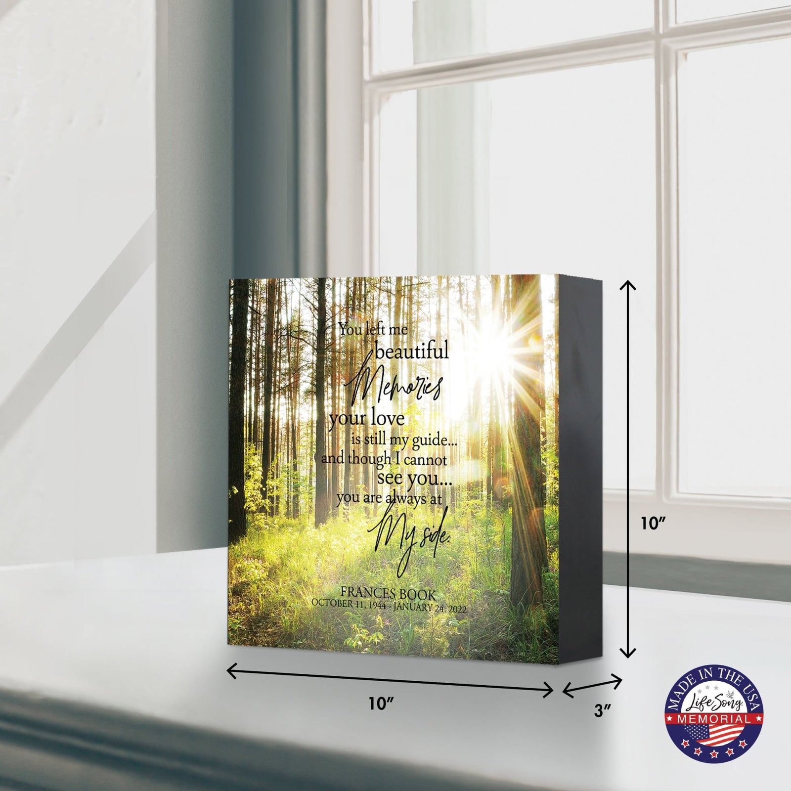 Custom Memorial Shadow Box Urn Box for Human Ashes - You Left Me Beautiful Memories - LifeSong Milestones