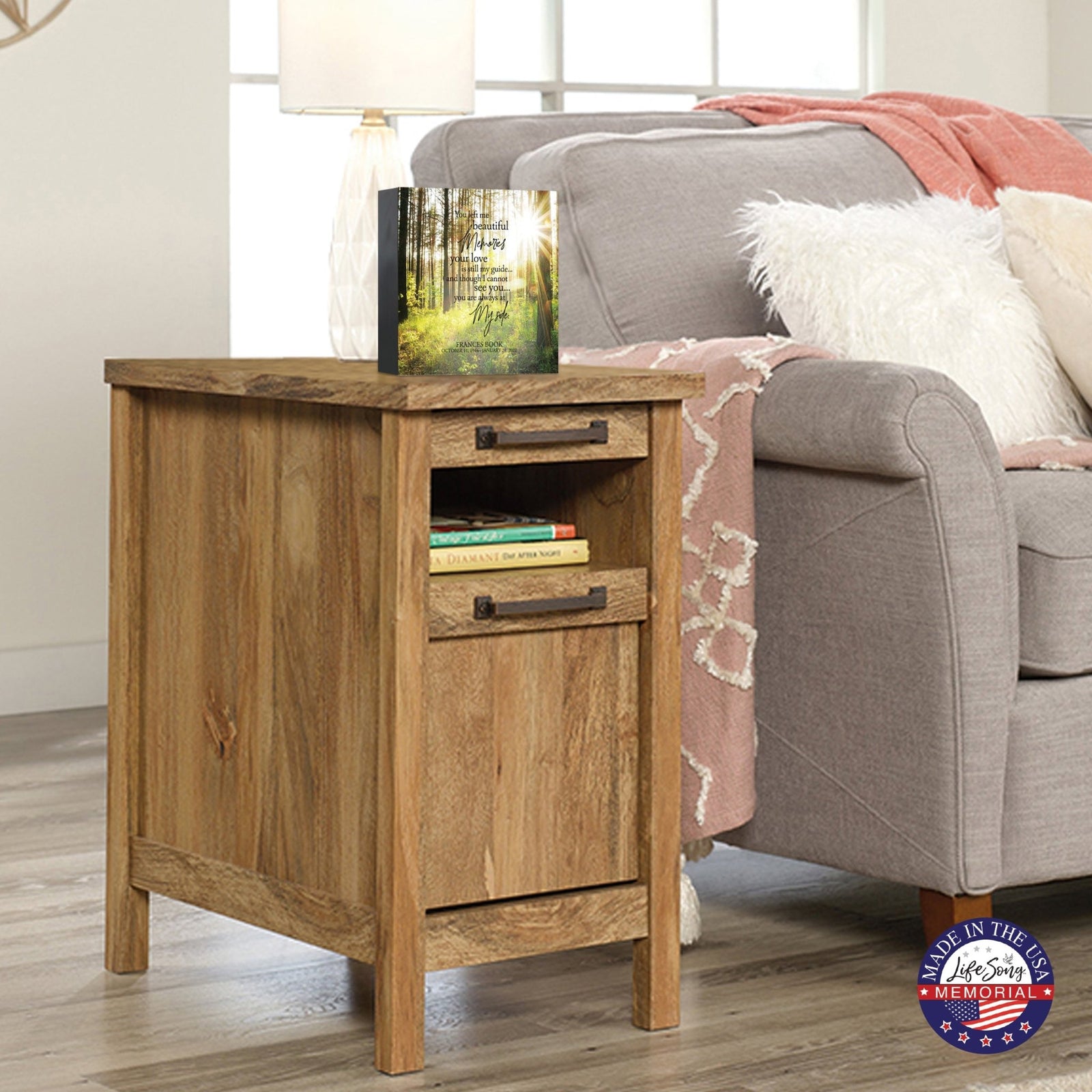 Custom Memorial Shadow Box Urn Box for Human Ashes - You Left Me Beautiful Memories - LifeSong Milestones