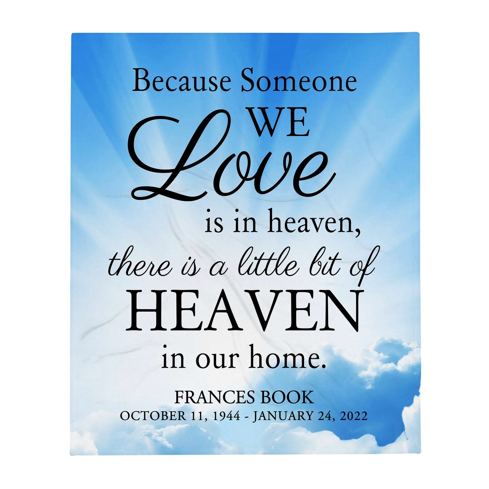 Custom Memorial Soft Throw Blankets for Home Décor - LifeSong Milestones