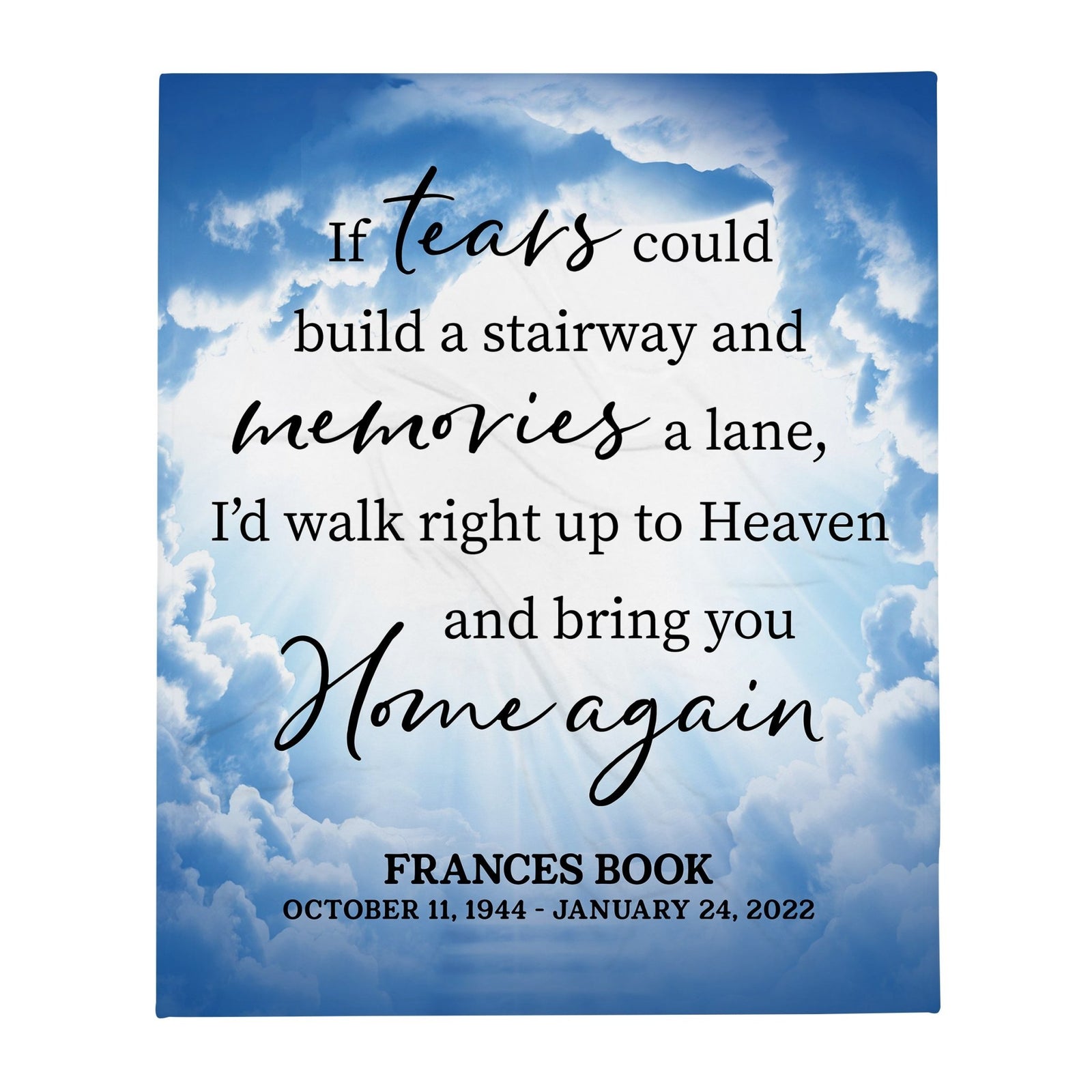 Custom Memorial Soft Throw Blankets for Home Décor - LifeSong Milestones