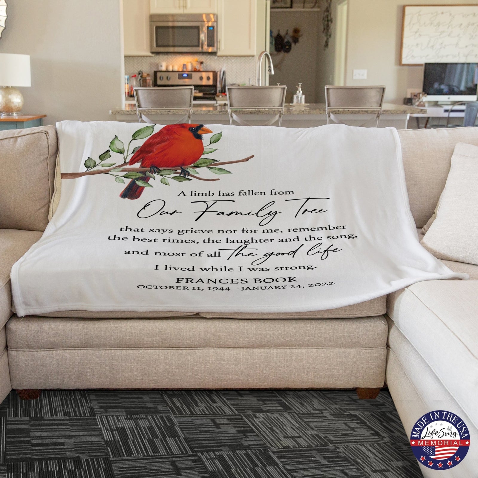 Custom Memorial Soft Throw Blankets for Home Décor - LifeSong Milestones