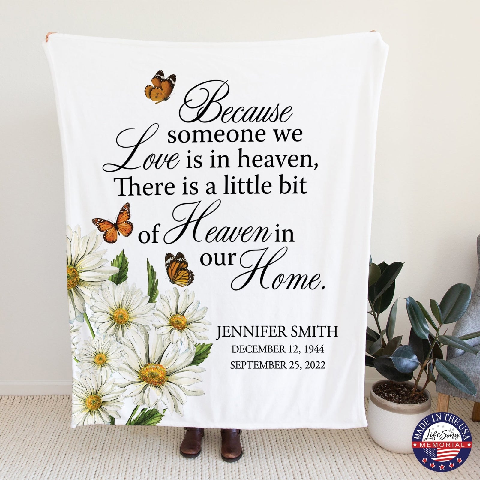 Custom Memorial Soft Throw Blankets for Home Décor - LifeSong Milestones
