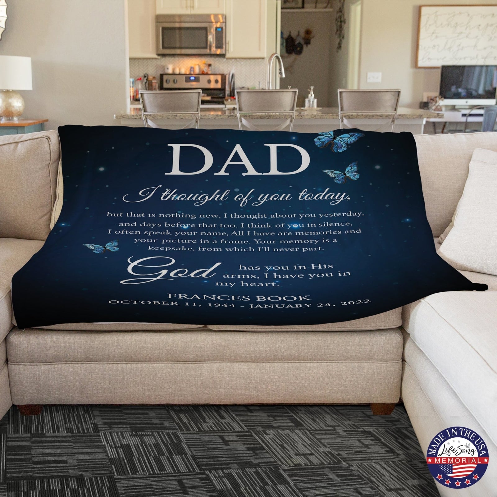 Custom Memorial Soft Throw Blankets for Home Décor - LifeSong Milestones