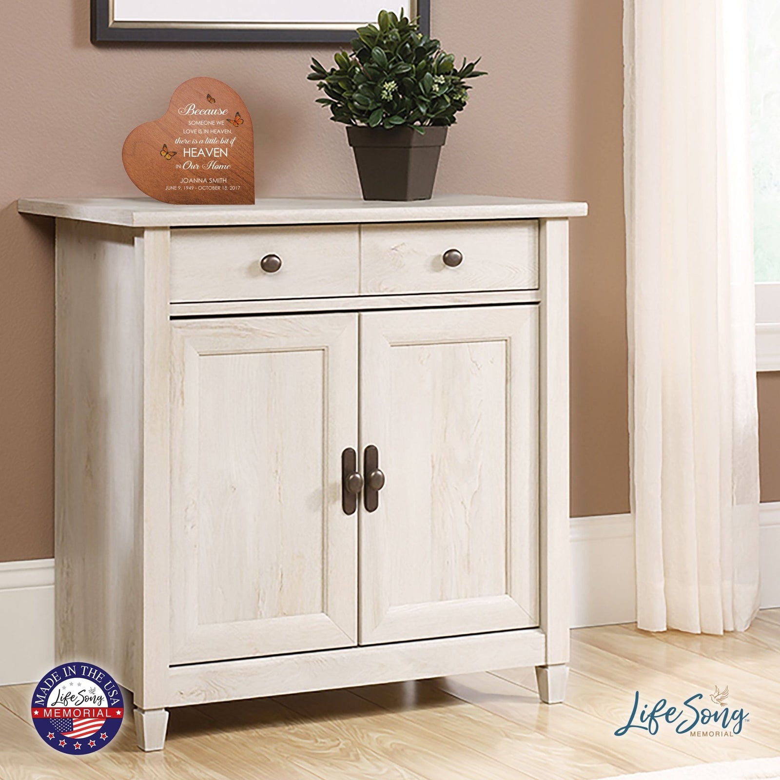 Custom Memorial Solid Wood Heart Decoration 5x5.25 Because Someone We (Cherry) - LifeSong Milestones