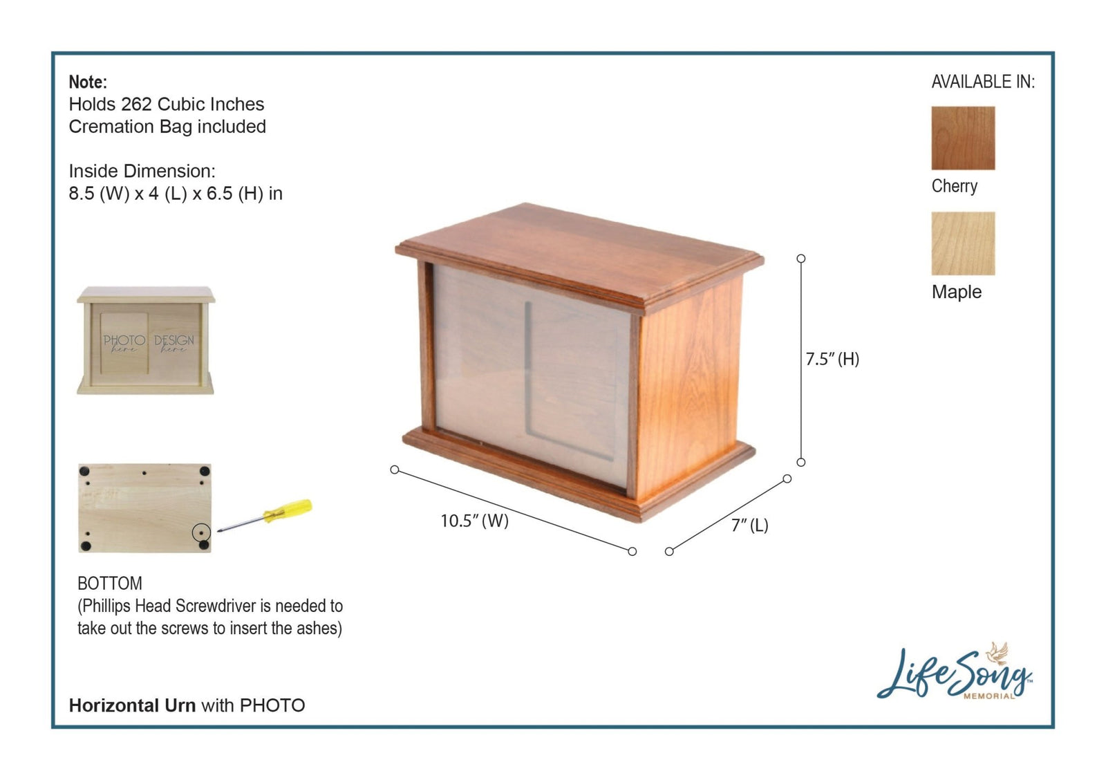 Custom Memorial Urn Box holds 4x5 photo and 260 cu in I Carried You (butterfly) - LifeSong Milestones