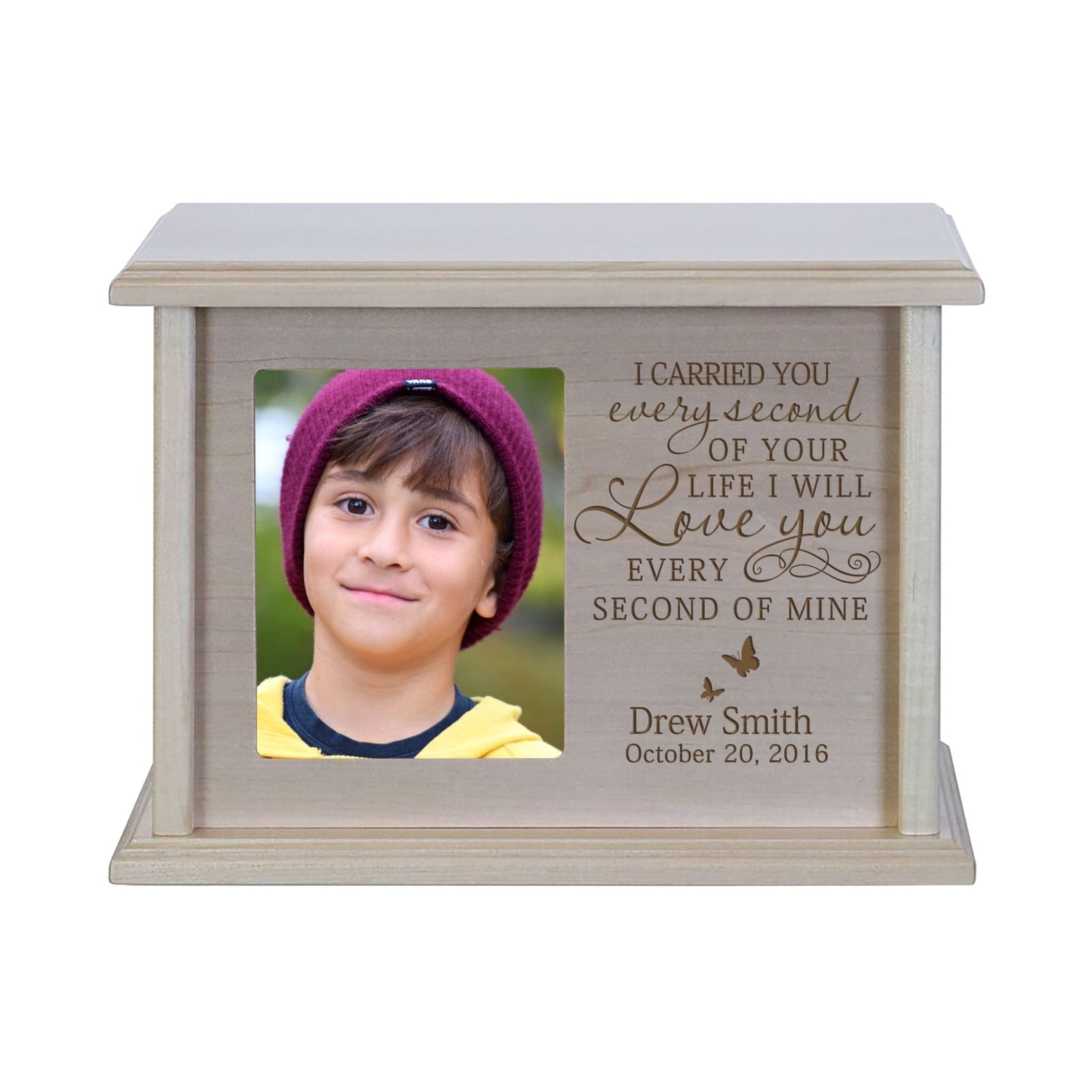 Customizable Wooden Urn with Picture for Adult Cremation