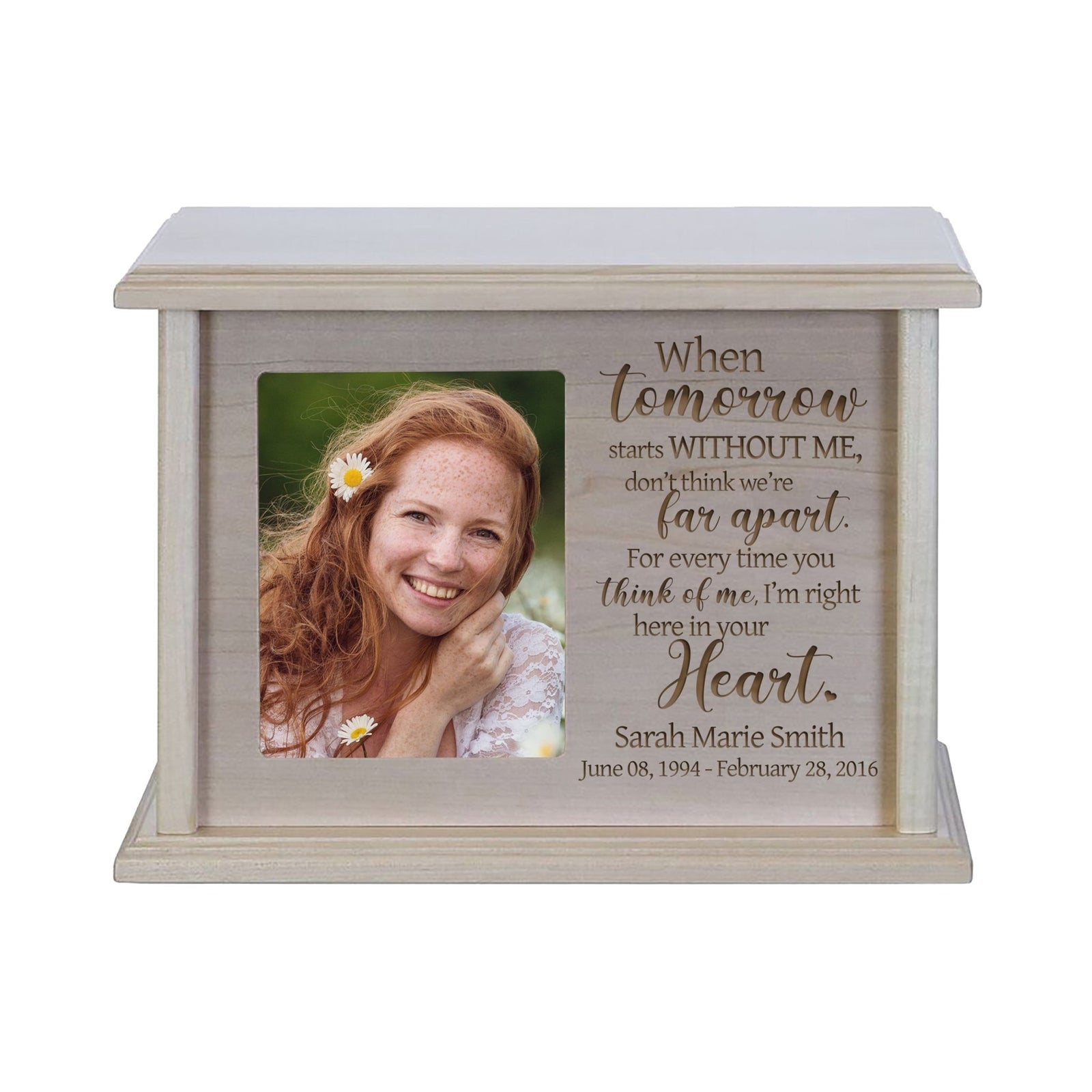 Customizable Wooden Urn with Picture for Adult Cremation