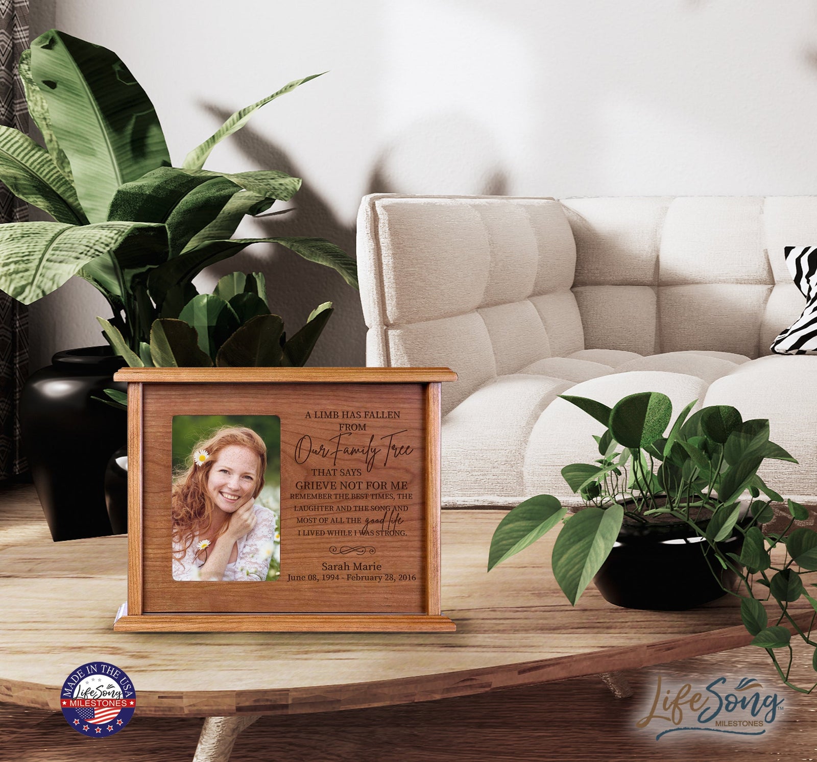 Unique cremation urn box for human ashes