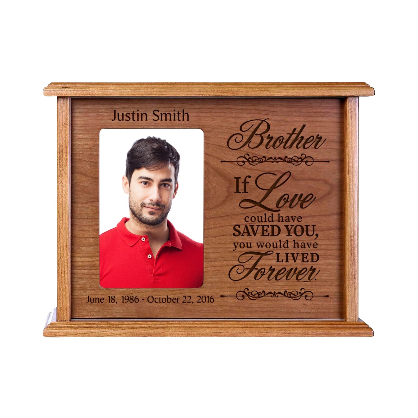 Personalized Engraved Photo Cremation Urn Box Memorial Gift