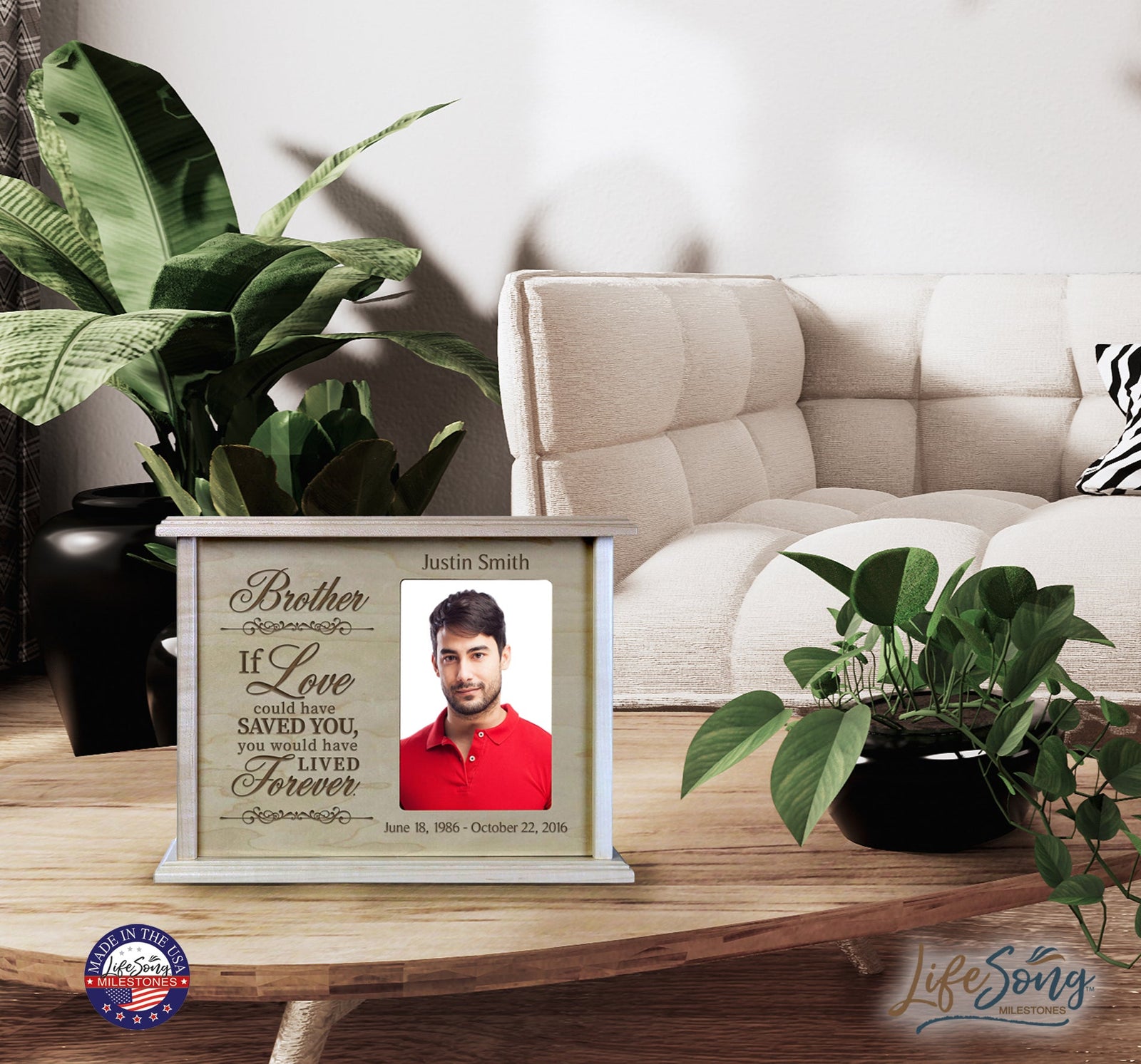 Unique cremation urn box for human ashes