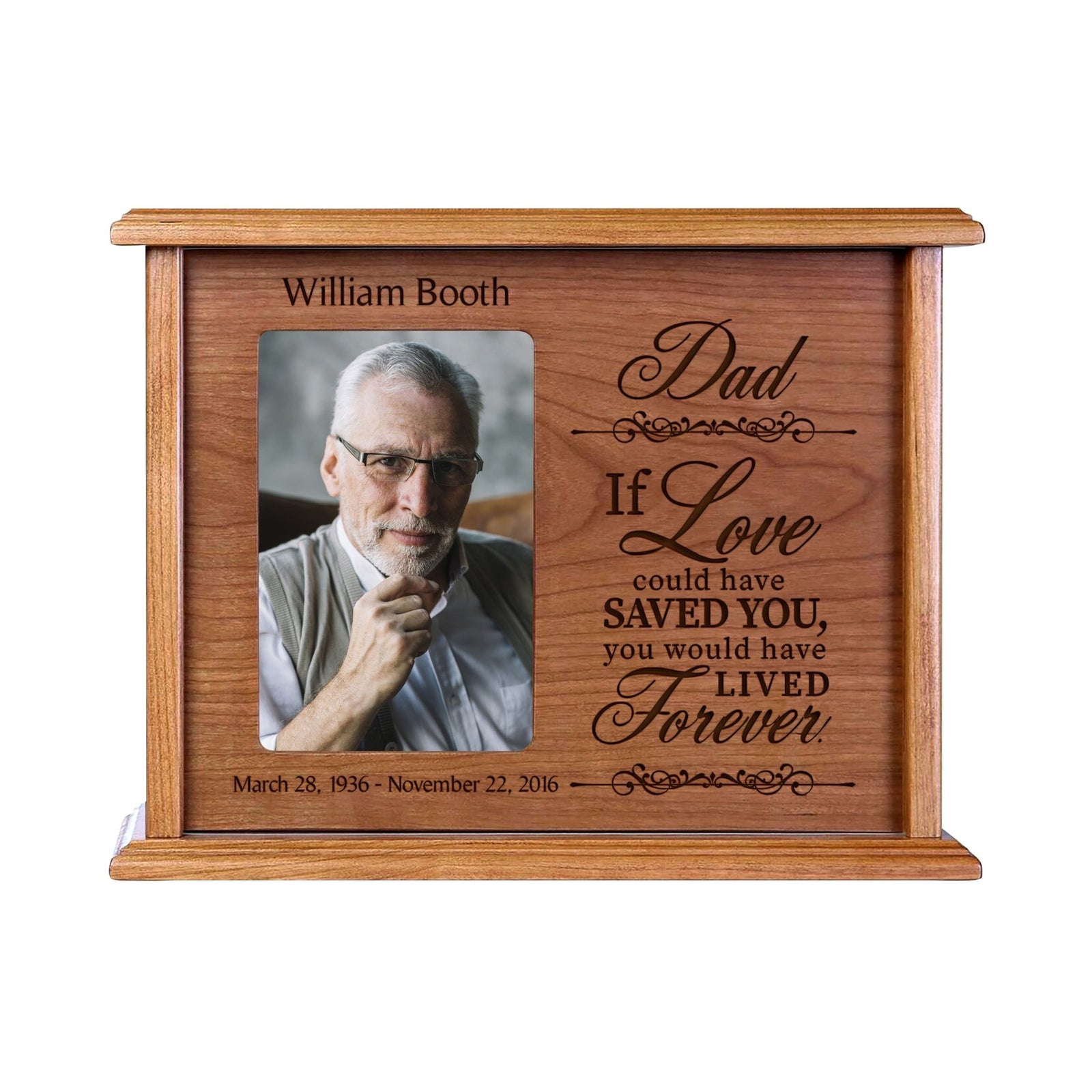 Personalized Engraved Photo Cremation Urn Box Memorial Gift