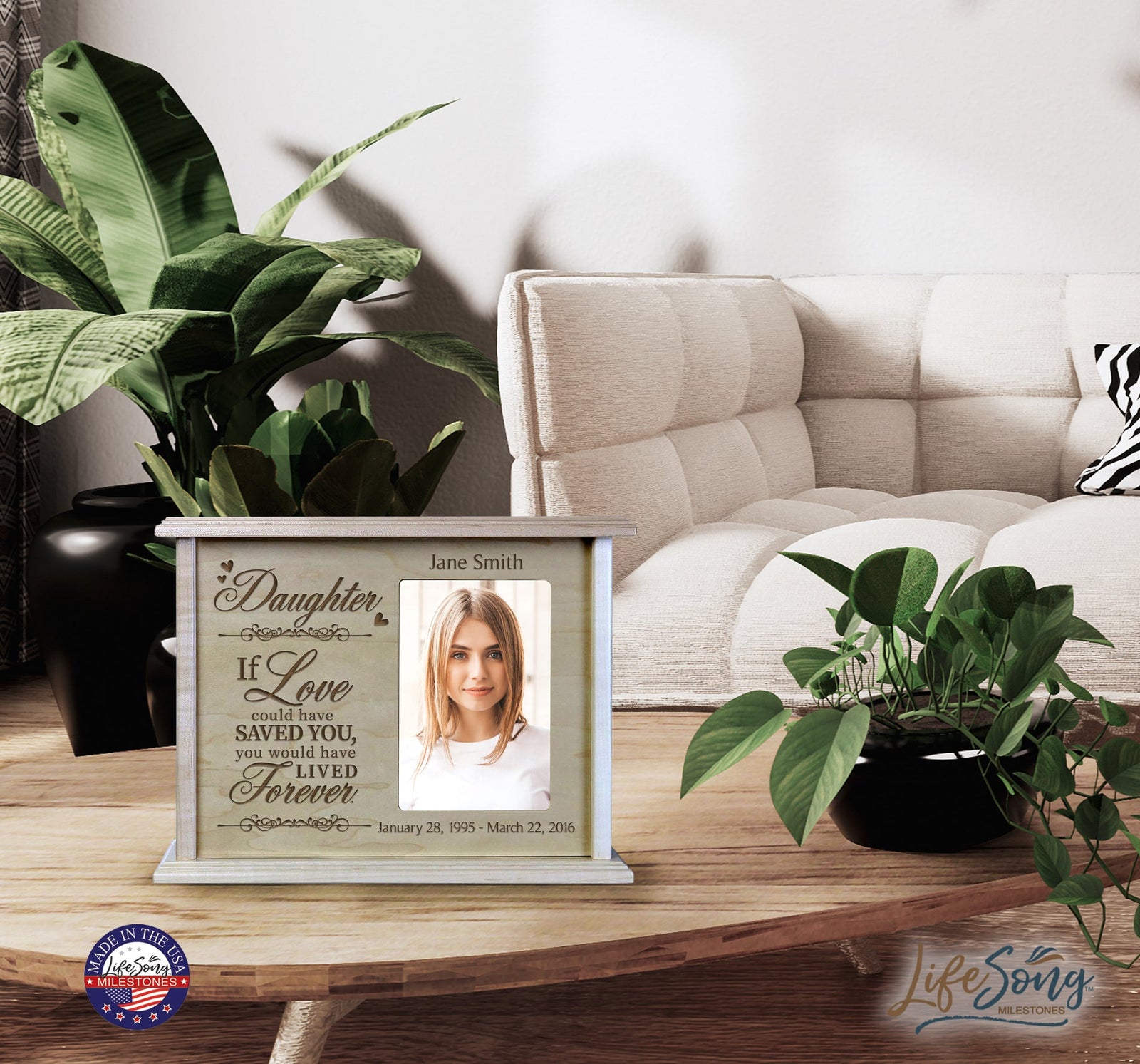 Unique cremation urn box for human ashes