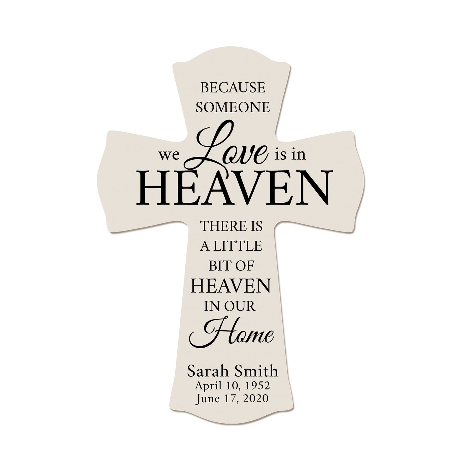 Custom Memorial Wall Cross 8” x 11.25” - Because Someone We Love - LifeSong Milestones