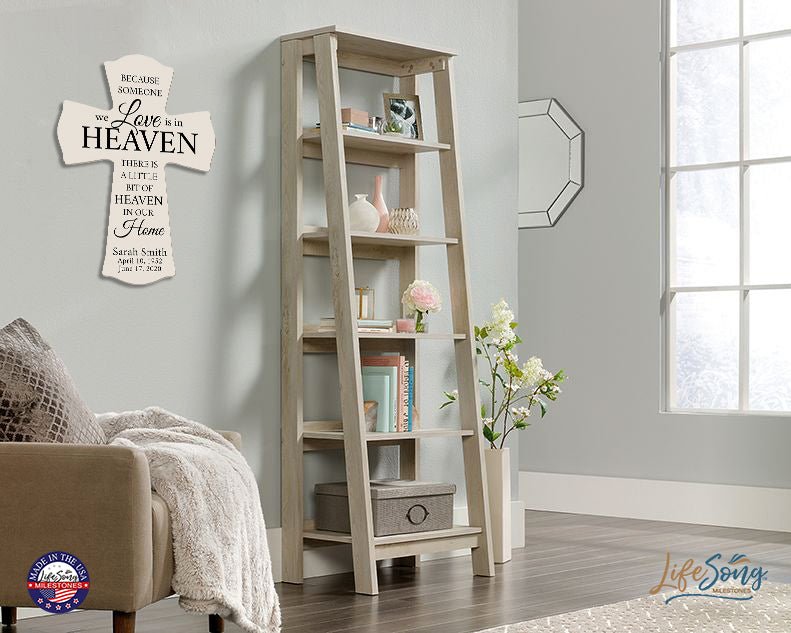 Custom Memorial Wall Cross 8” x 11.25” - Because Someone We Love - LifeSong Milestones